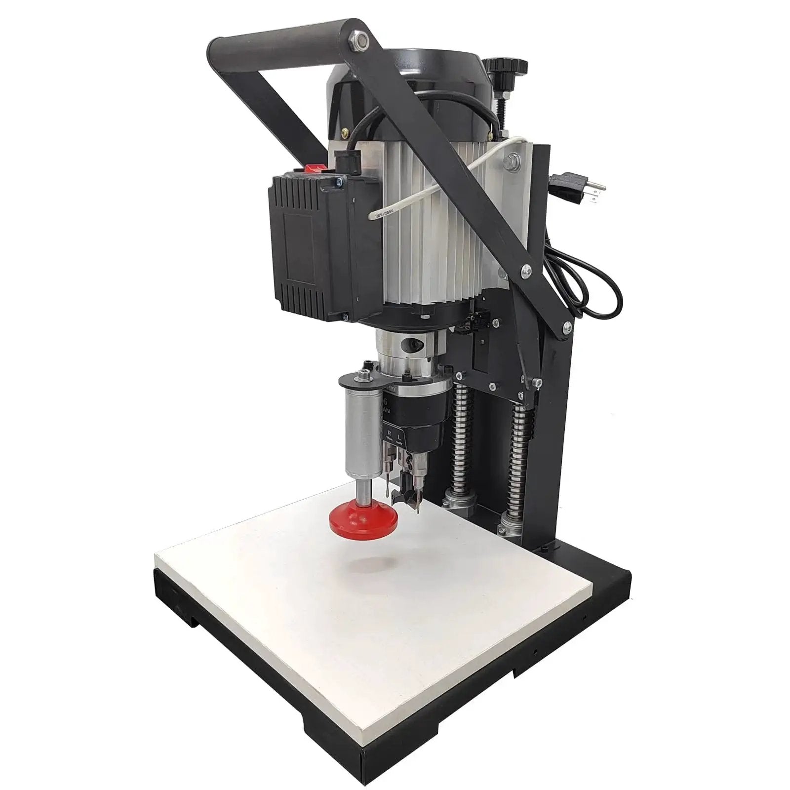 Portable Electric Hinge Drill With Self Stop Pneumatic Hinge Boring Machine For Cabinets And Doors, showing drill setup