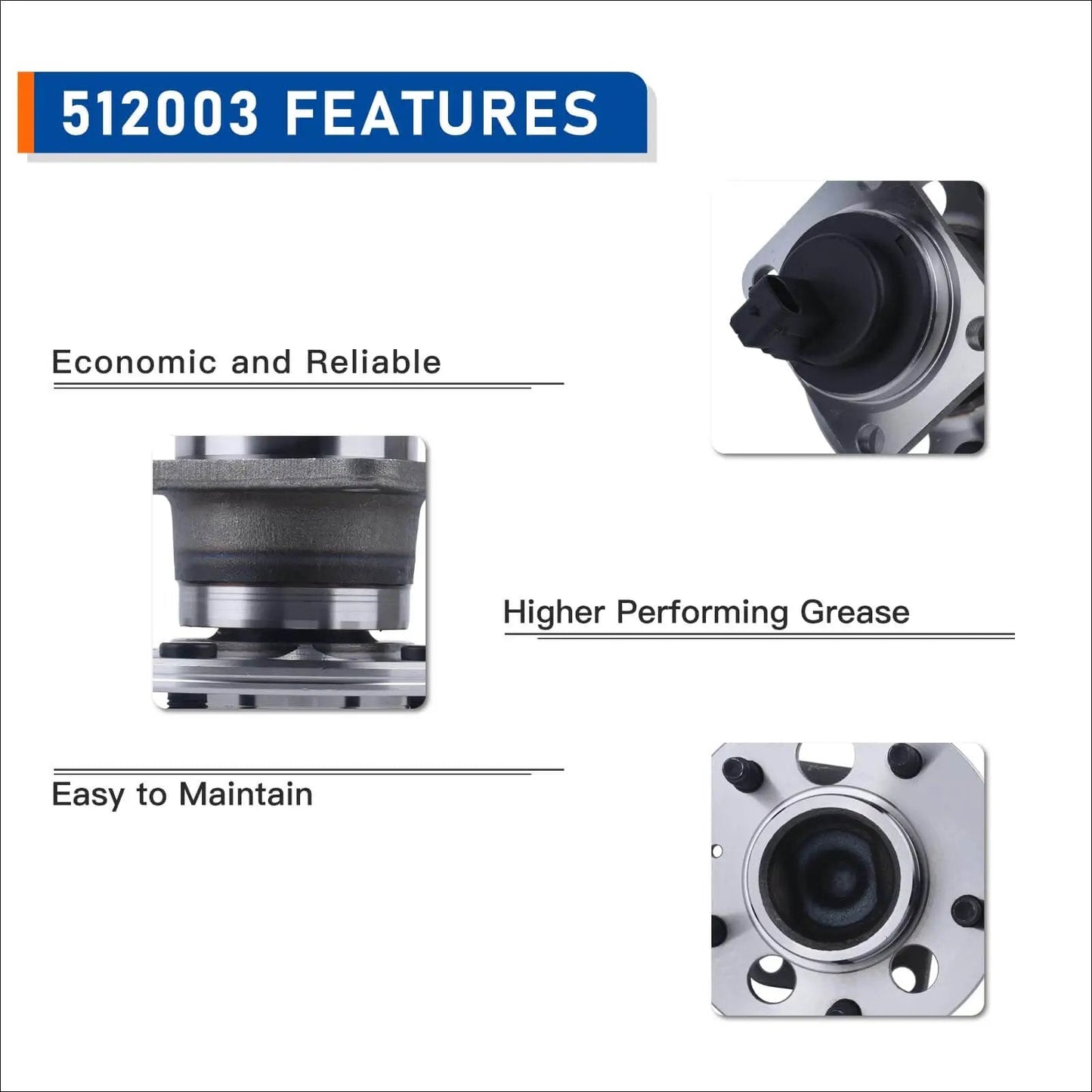 Details and features of Rear Wheel Hub Bearing Assembly (Pair) 512003 Fit Buick LeSabre Lucerne Park Avenue Cadillac 1991-2011