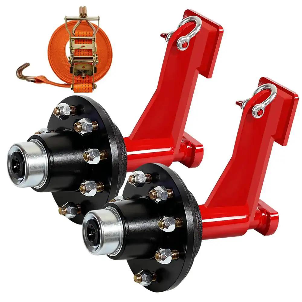 Heavy Duty 2 Pack Shipping Container Wheels Kit With 8-Lug Axles And Ratchet Tie Downs For Moving 20Ft To 40Ft Containers, Each Wheel Set Supports Up To 9000 Lbs, Durable Axle System For Safer Easier Handling