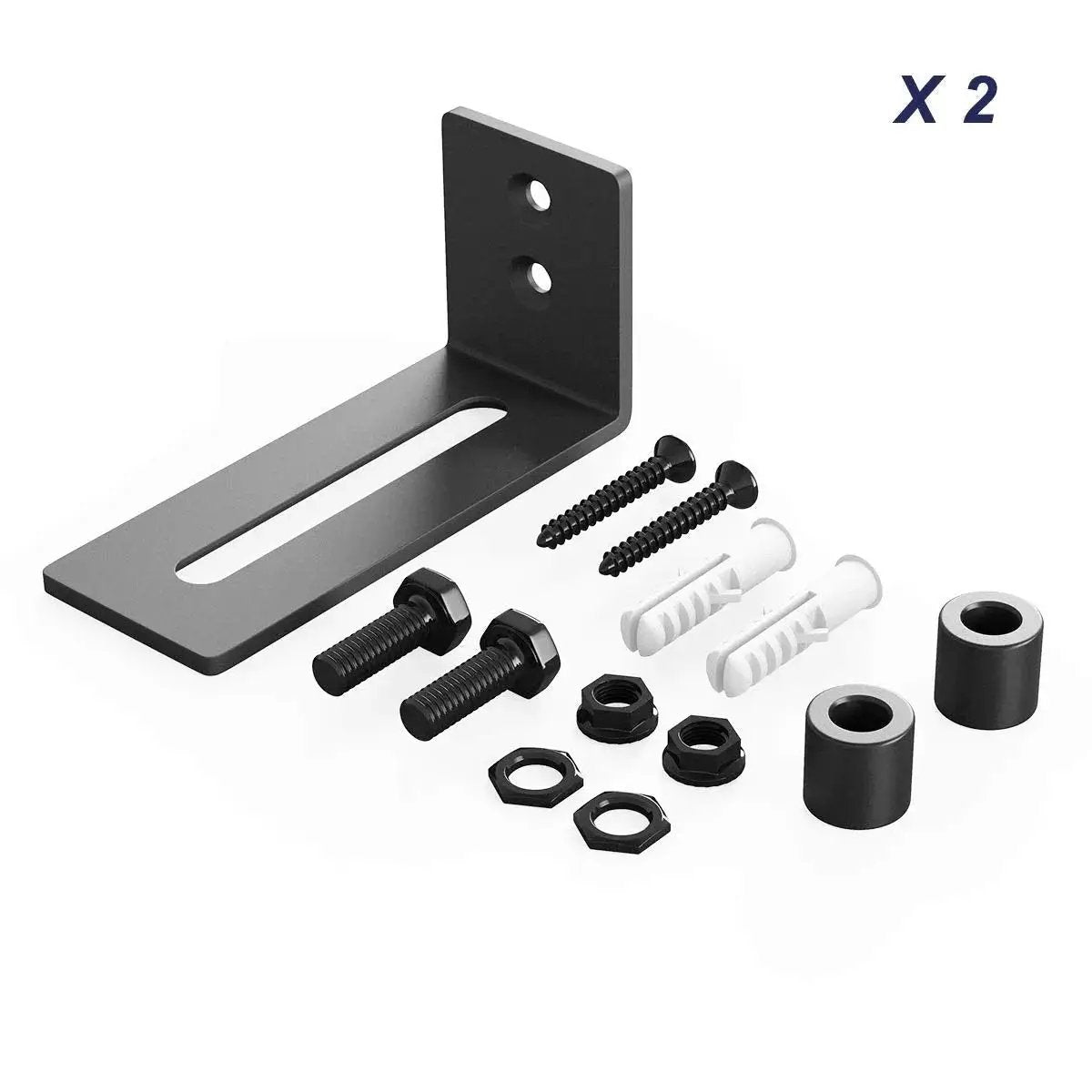 Sliding Barn Door Bottom Adjustable Floor Guide Roller Set Black For Quiet Smooth Operation, Easy To Install, Includes 2 Rollers And Hardware
