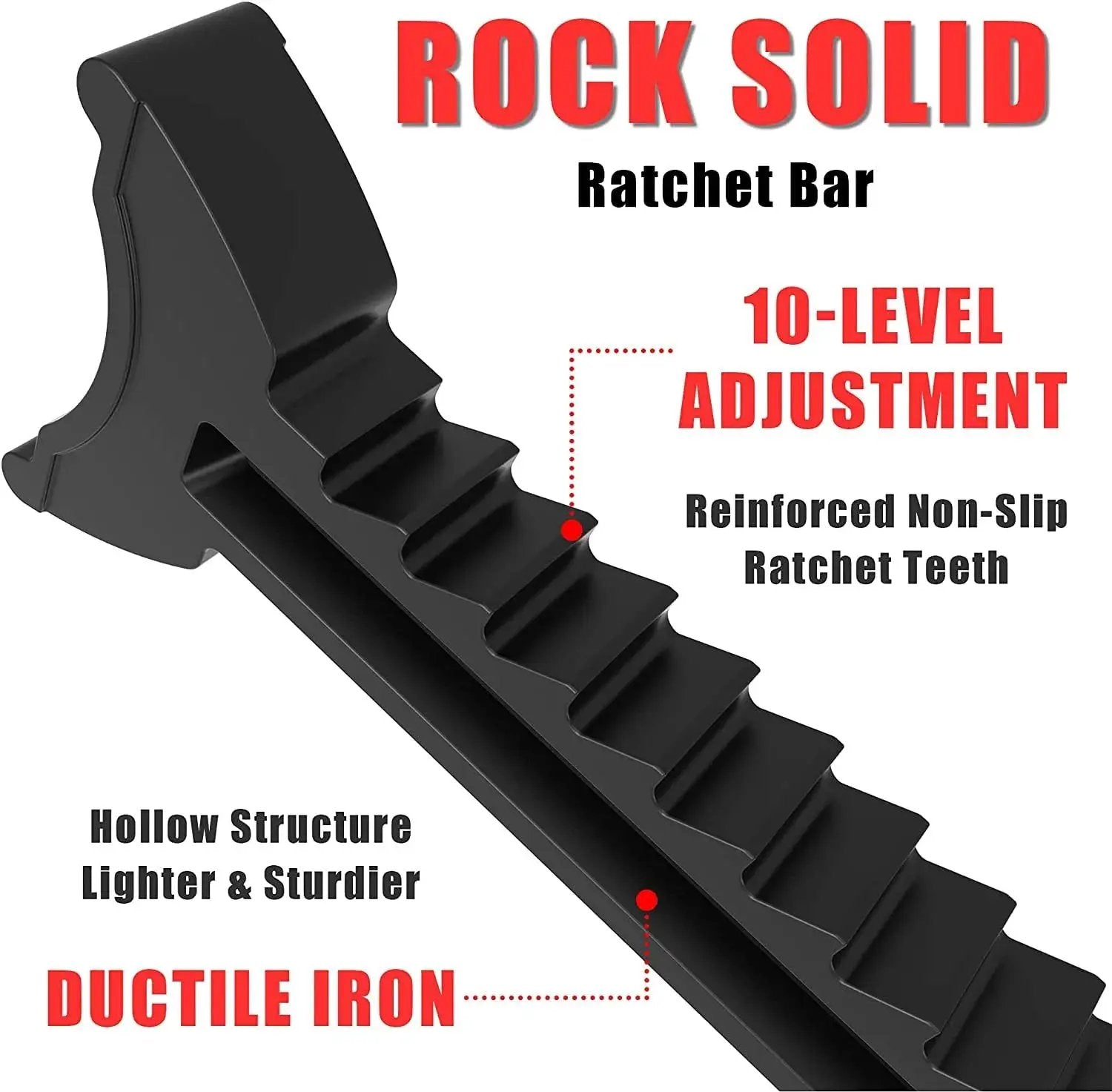 Close-up of ratchet bar from 2 Ton Steel Car Jack Stands Pair 4000 Lb Capacity With Welded Frame showing adjustment levels