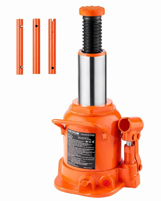 20 Ton Low Profile Hydraulic Bottle Jack With 6.69 To 12.6 Lift And Long Handle showing 3-section handle and compact design