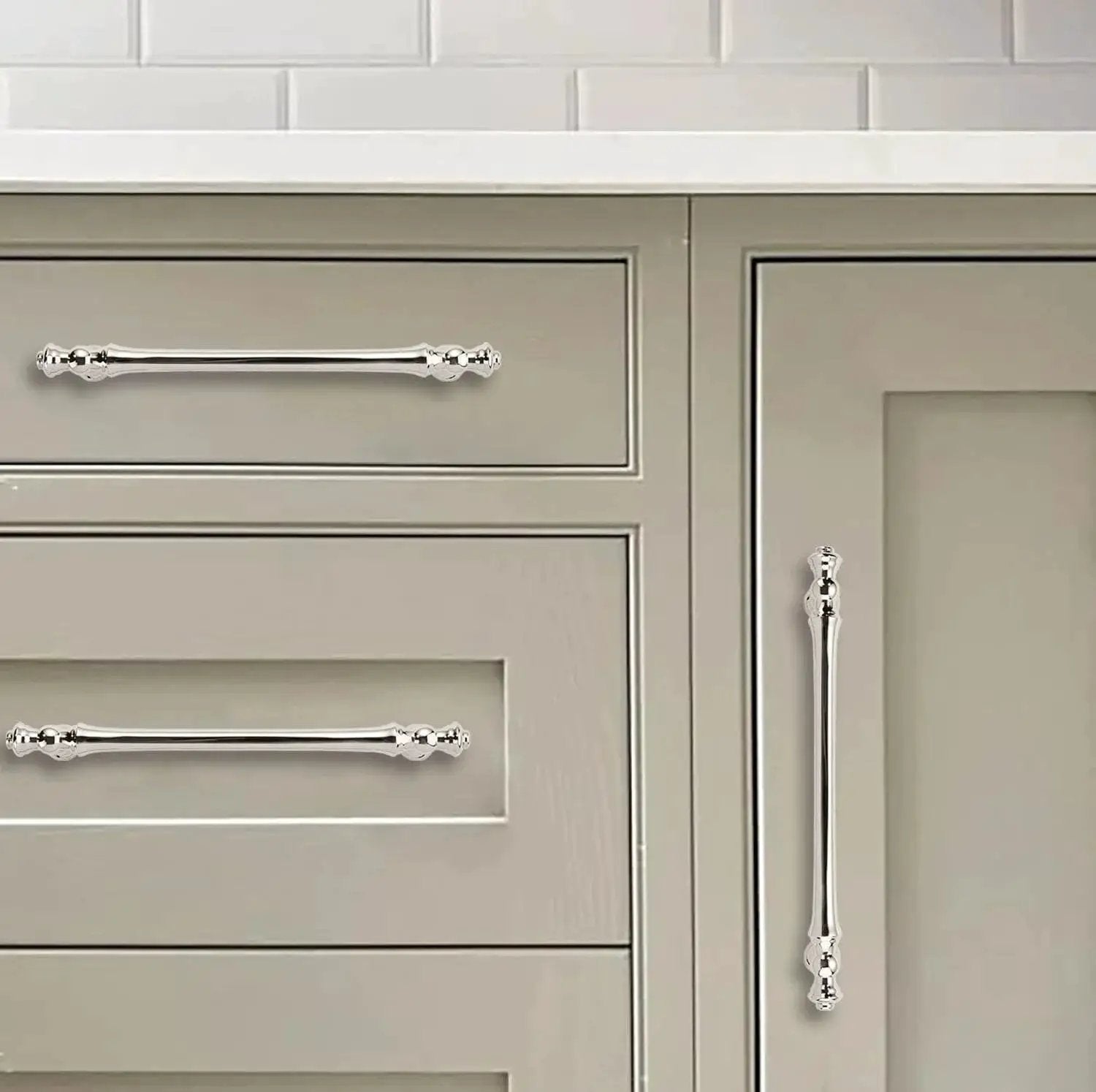 10 Pack Six And A Quarter Inch Polished Nickel Cabinet Pulls 160mm Drawer Handles on kitchen cabinet and drawer