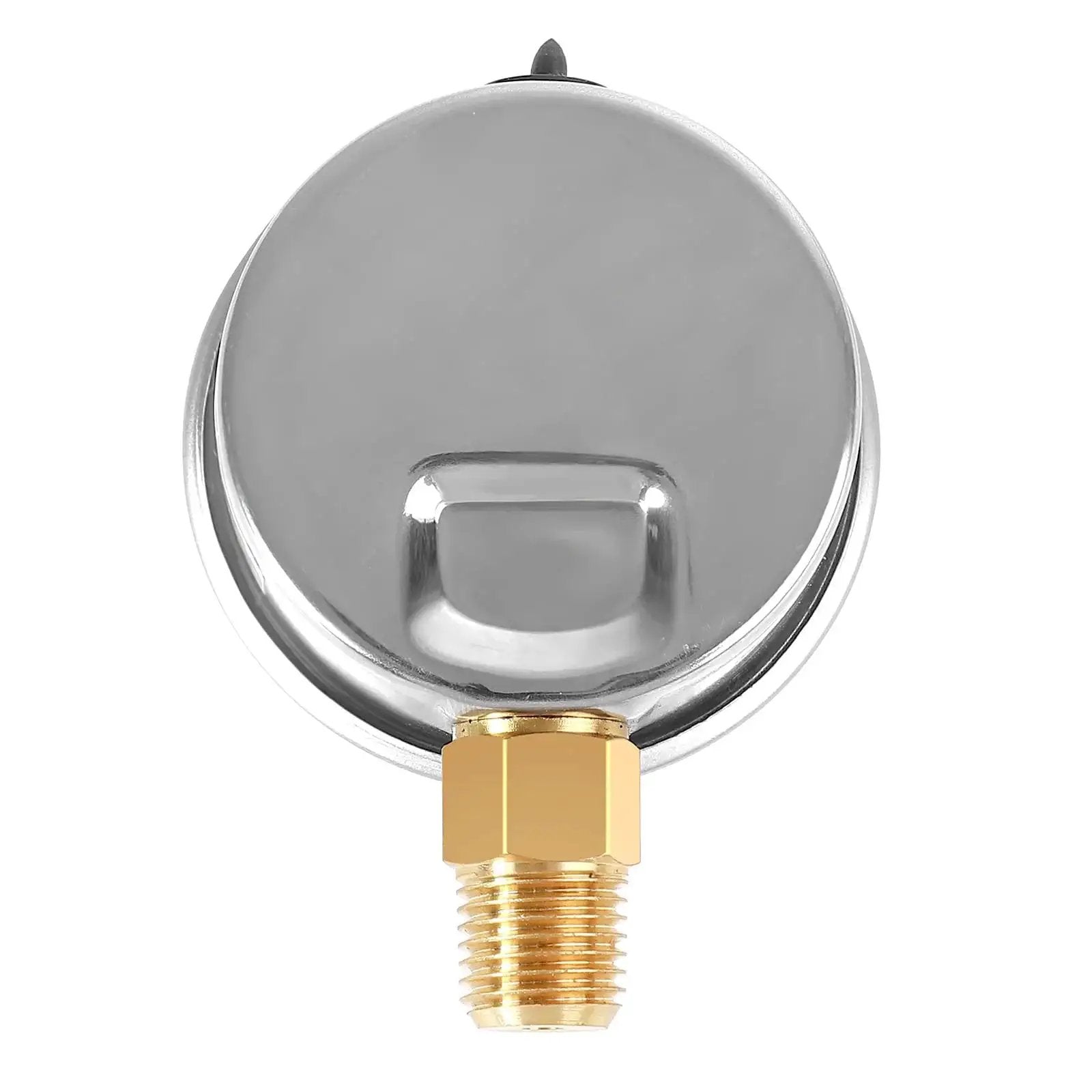 Rear view of Liquid Filled Fuel Pressure Gauge With 2 Inch Dial And 304 Stainless Steel Case 0 to 100 Psi Range 2 Percent Accuracy Quarter Inch NPT Center Lower Mount UHARBOUR Durable Mechanical Gauge For Reliable Fuel Line Readings