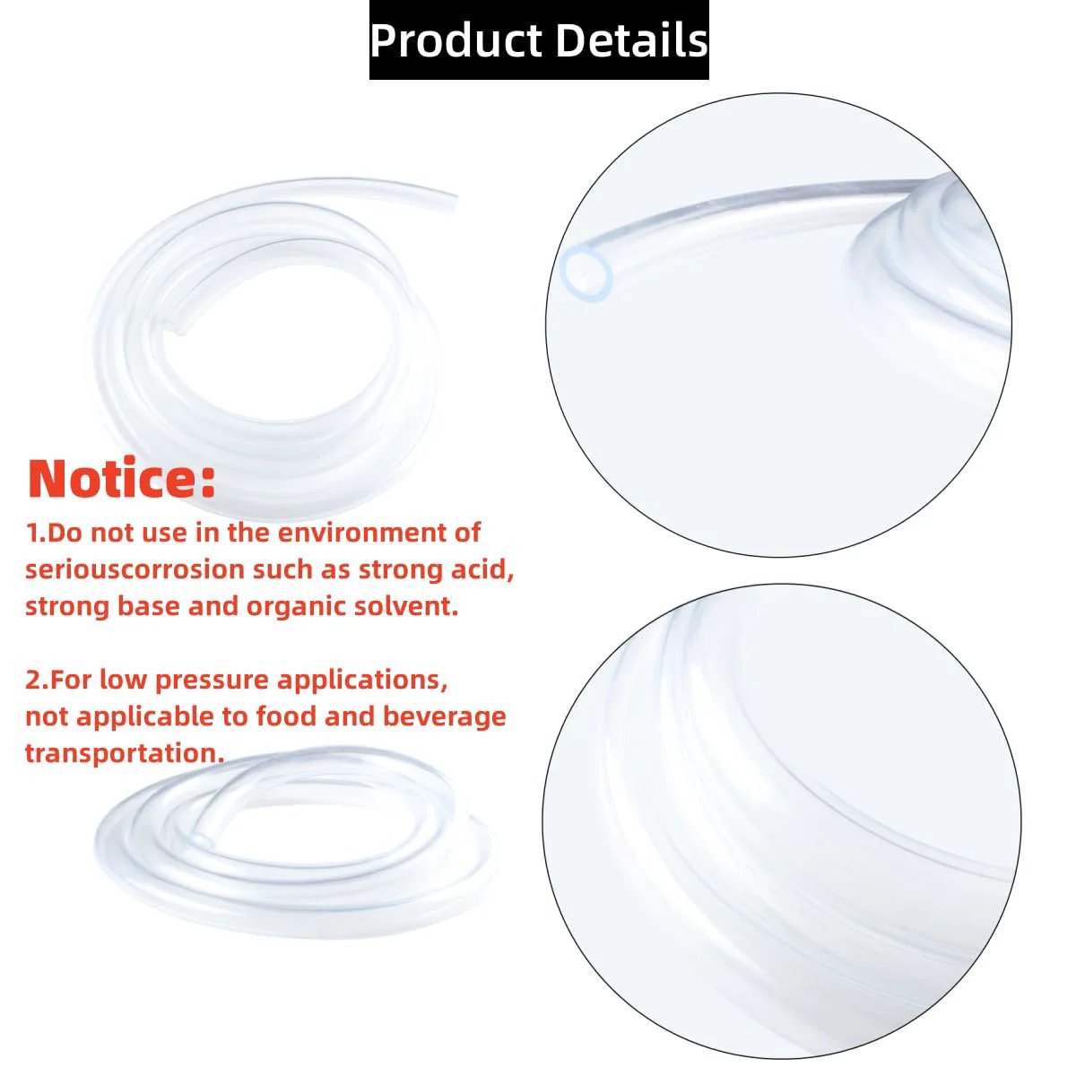 Clear PVC Tubing One Inch Inner Diameter By One And A Quarter Inch Outer Diameter Ten Feet Long With Four Stainless Clamps Flexible Low Pressure Lightweight Vinyl Hose For Water Air And Oil Transfer