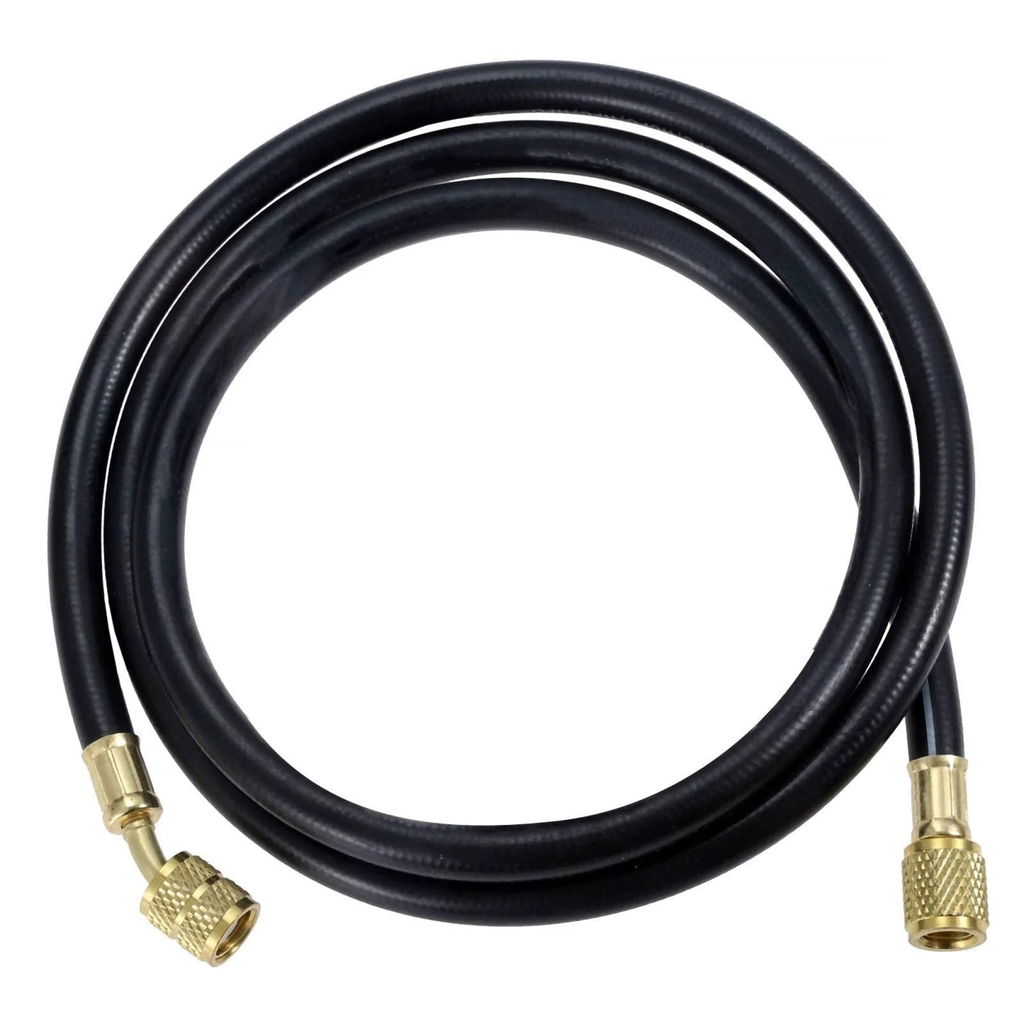 Pro Grade Heavy Duty R410A Refrigerant Charging Hose Set, 59 Inch Length With Quarter Inch SAE Female Flare, 800 PSI Working Pressure, 4000 PSI Burst, Compatible With R410A R22 R134A R12 R502 Air Conditioning Systems, Easy DIY, coiled view