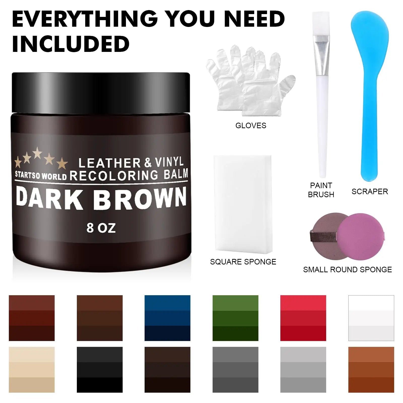 Leather Recoloring Balm For Dark Brown Furniture Repair Kit Leather Dye And Color Restorer For Couches Make Leather Look Brand New Again DIY Couch Paint By STARTSO WORLD with included tools.