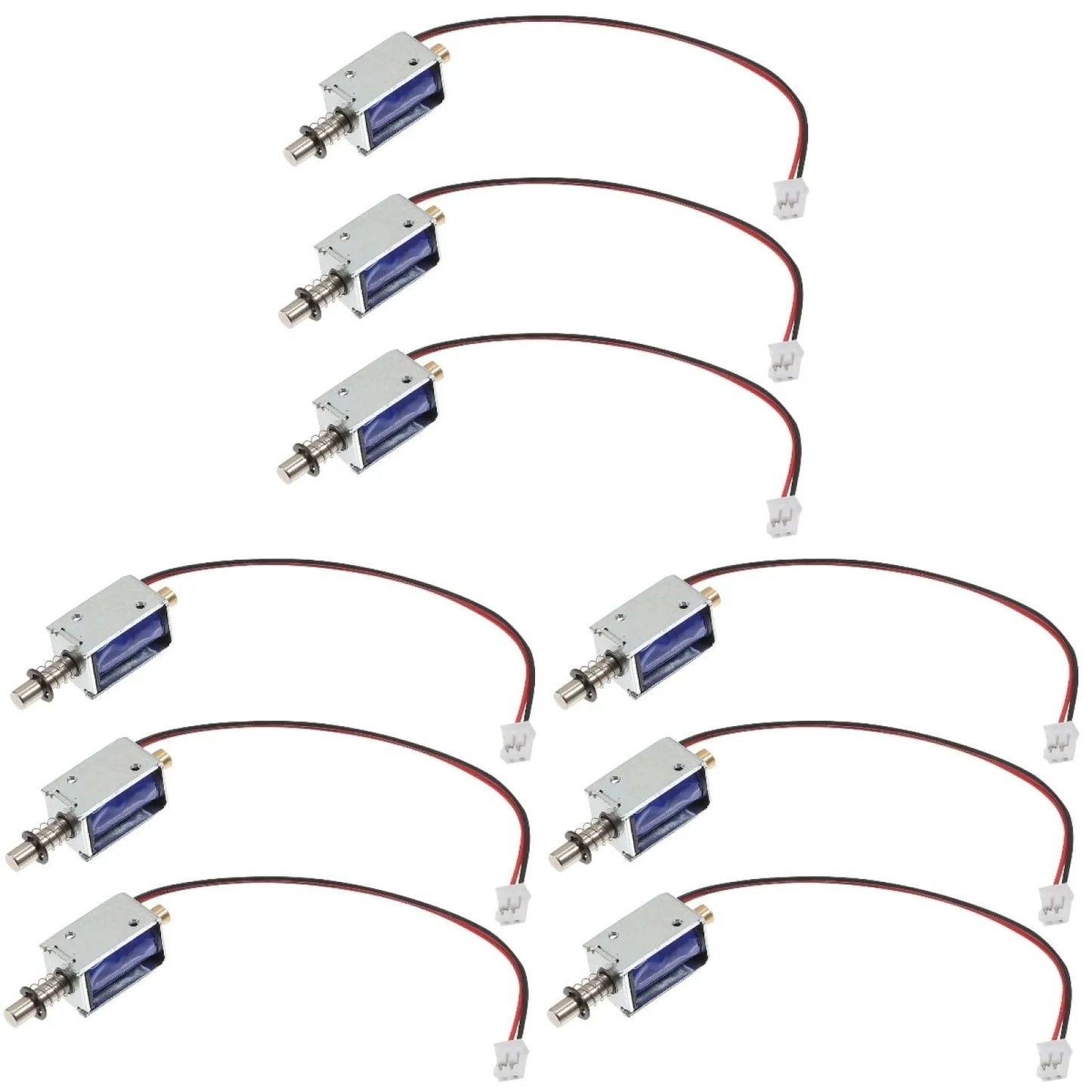 Mini Push Pull Solenoid Electromagnet 12V Open Frame Linear Actuator For Vending Machines And Mechanical Applications Tehaux Reliable Magnetic Actuation set of actuators shown.