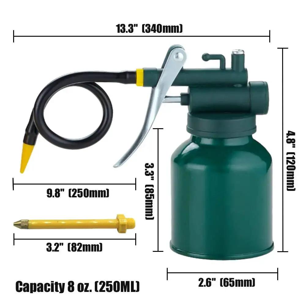 Garage Ready Dual Spout Oiler Can 8oz Green Metal Pump With Flexible And Straight Spouts For Precision Lubrication On Tools