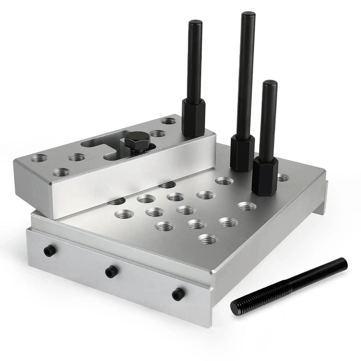 Universal 30 Ton Bearing and Bushing Press Fixture Kit with high strength aluminum plate and columns for hydraulic shop press