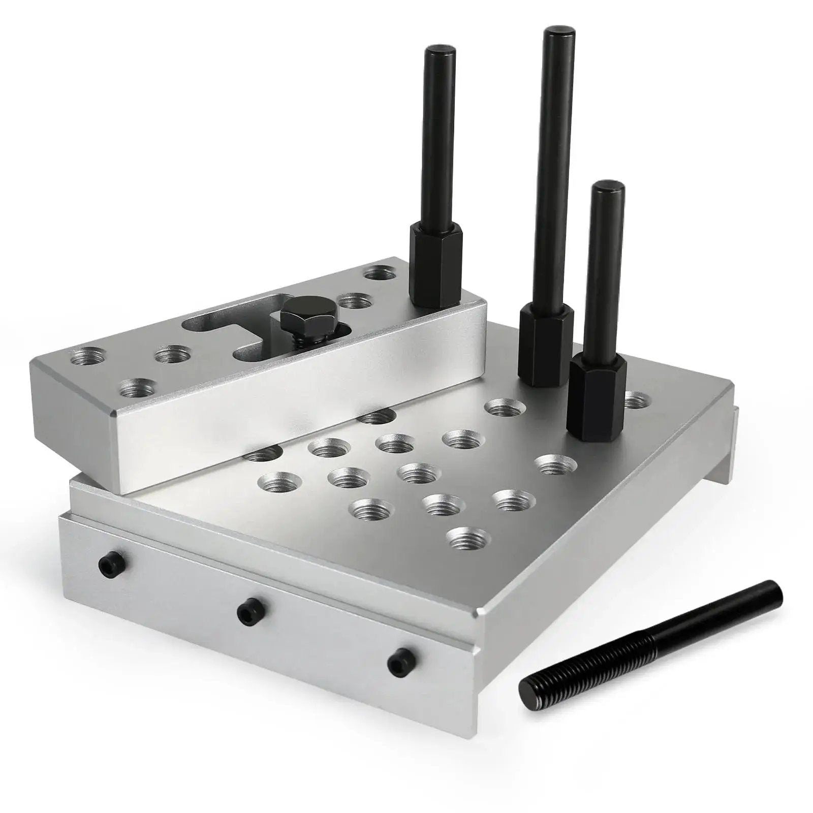 Universal 30 Ton Bearing and Bushing Press Fixture Kit with high strength aluminum plate and columns for hydraulic shop press
