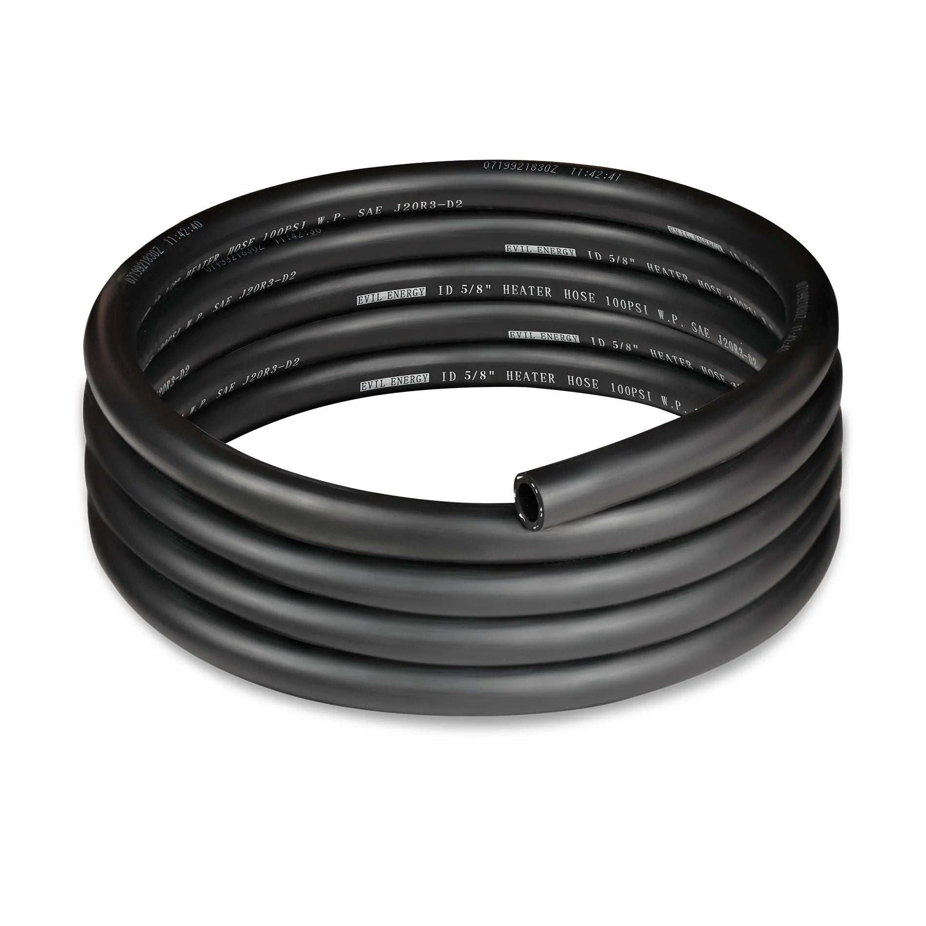 Heavy Duty Five Eighth Inch ID Ten Foot EPDM Heater Hose For Car Cooling System SAE 20R3 100 PSI Working Pressure 300 PSI Burst Minus 40F To 257F Black EVIL ENERGY coiled