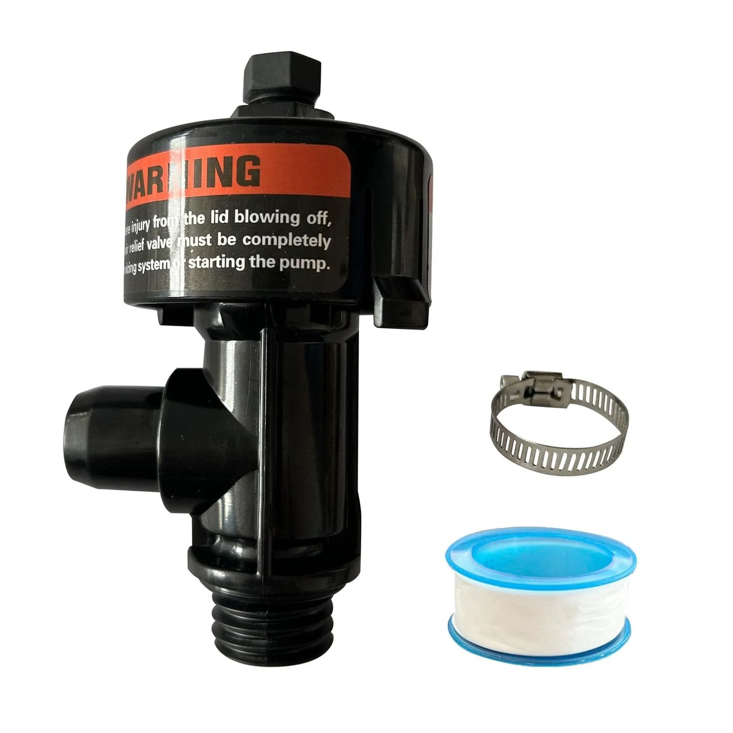 High Flow Air Relief Valve Replacement For Pool And Spa Filters Compatible With Warrior Easy Clean Above Ground FNS SMBW 2000 4000 Quad DE Pred And Clean And Clear Filtration Systems 190058 Pressure Gauge 1 Pack with Clamp and Tape