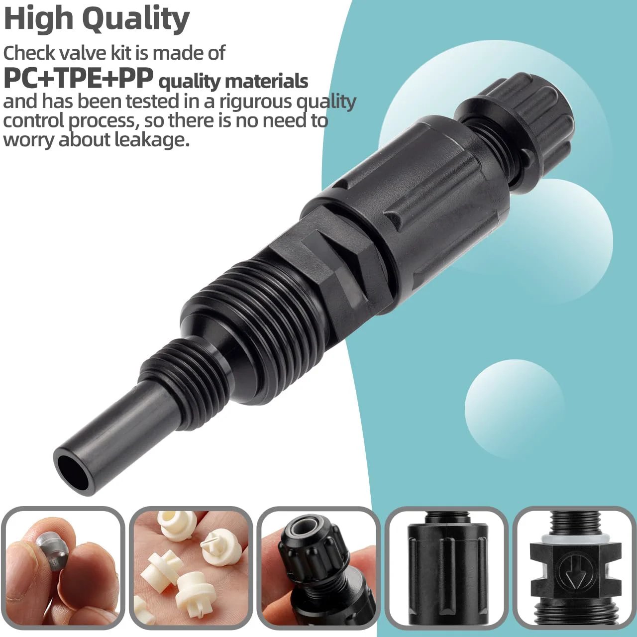 One Quarter Inch Injection Check Valve UCDBINJ for peristaltic and chlorine pumps compatible with various series