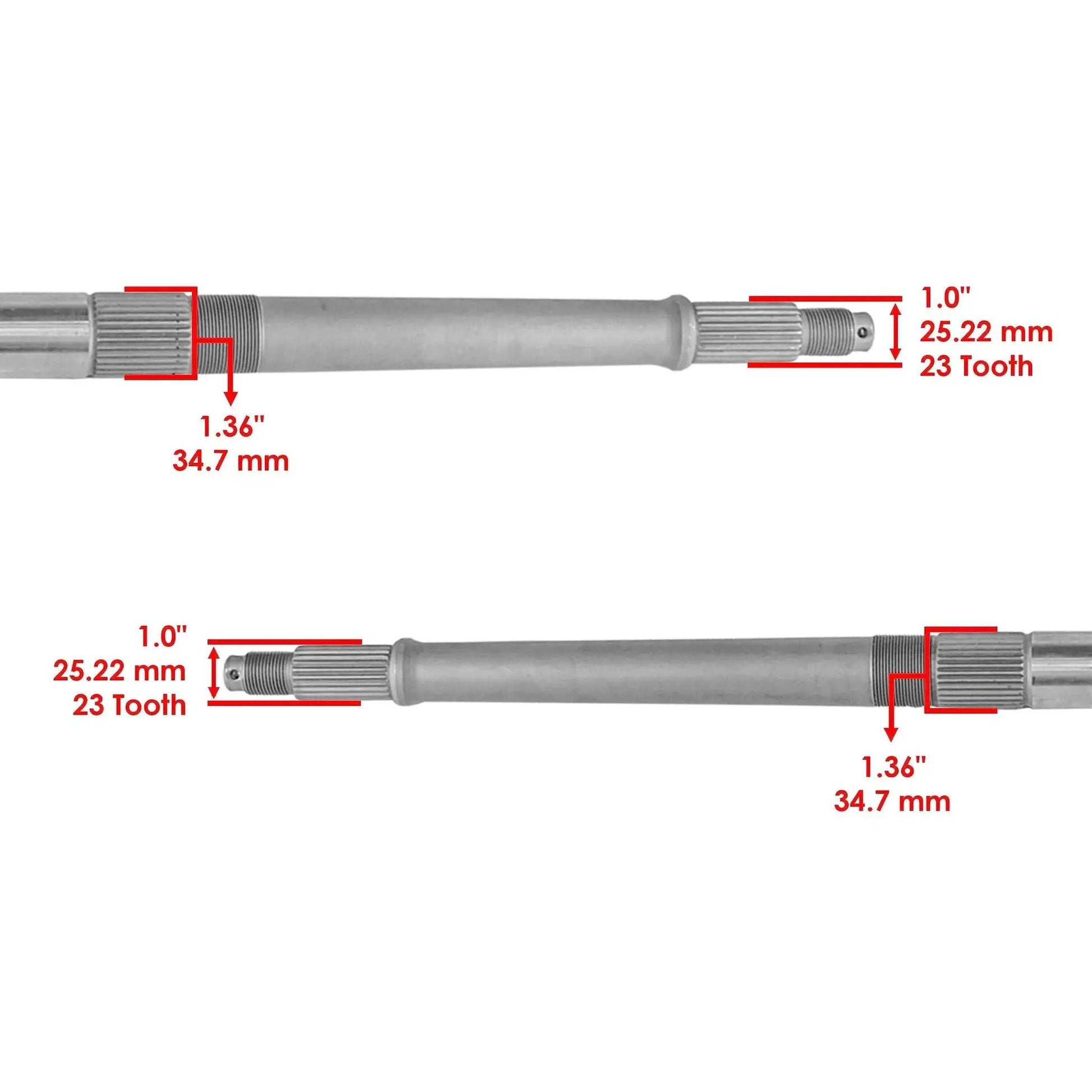 Rear Axle Shaft Bearing Housing Carrier Hub for Polaris ATV Replacement, dimensions labeled, close-up view of 23 tooth ends.