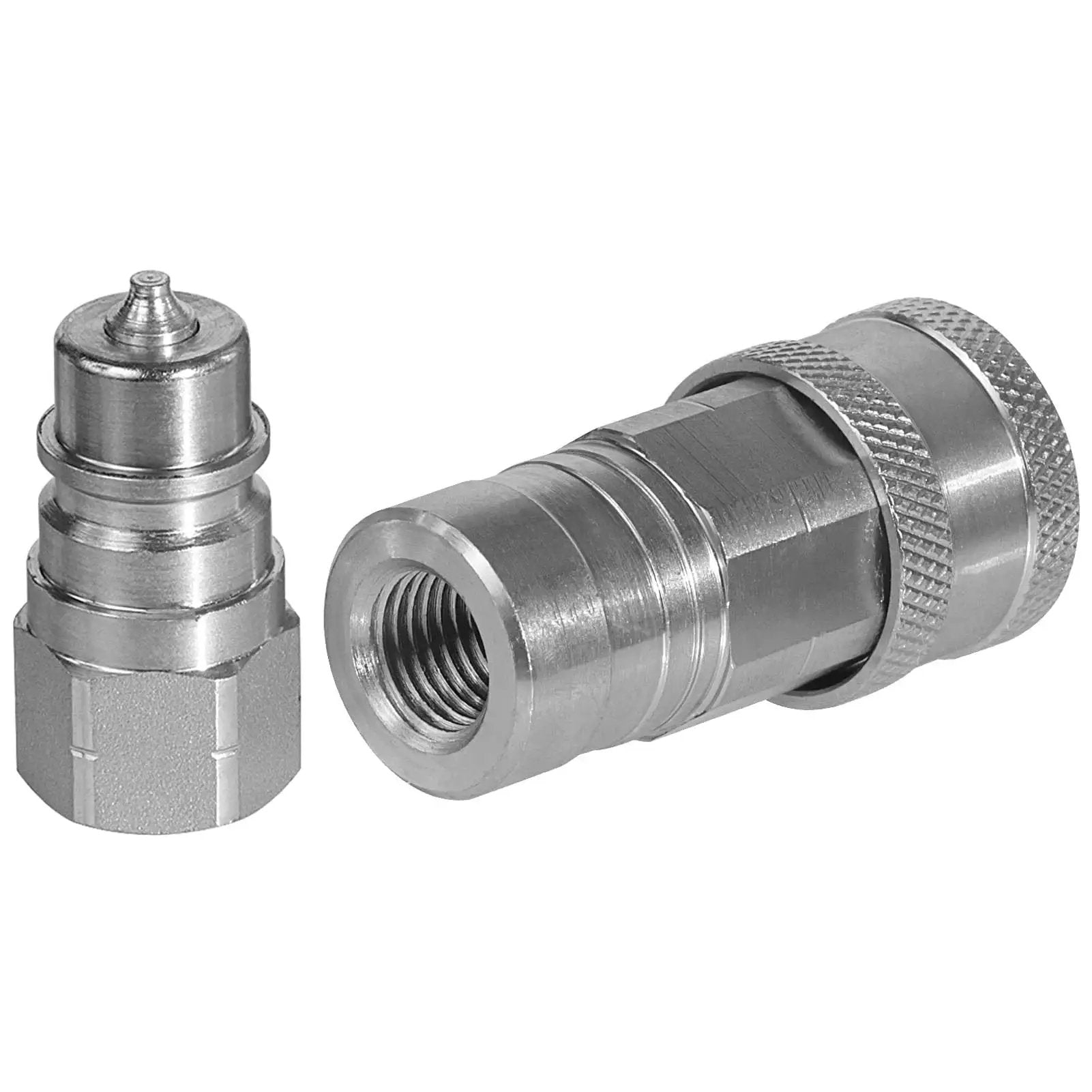 One Quarter Inch Ag ISO 5675 Hydraulic Quick Connect Pioneer Style Couplers With NPT Threads Dual Male And Female Set Dust Caps
