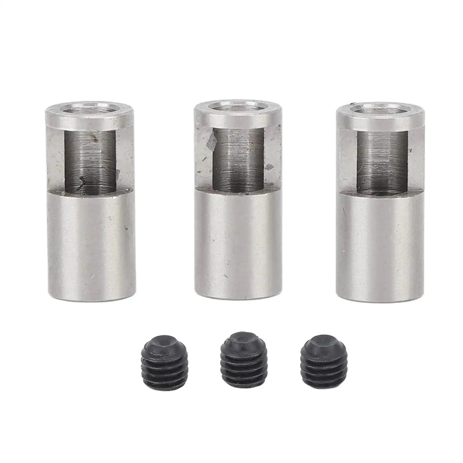 3 Pack Pinion Reducer Sleeve 8mm To 5mm Shaft Adapter For RC Cars Stainless Steel Fits M1.0 Mold And M1.5 Mold visible with set screws