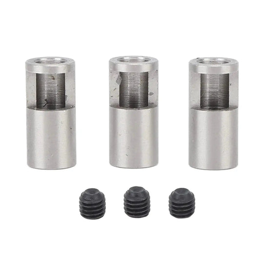 3 Pack Pinion Reducer Sleeve 8mm To 5mm Shaft Adapter For RC Cars Stainless Steel Fits M1.0 Mold And M1.5 Mold visible with set screws