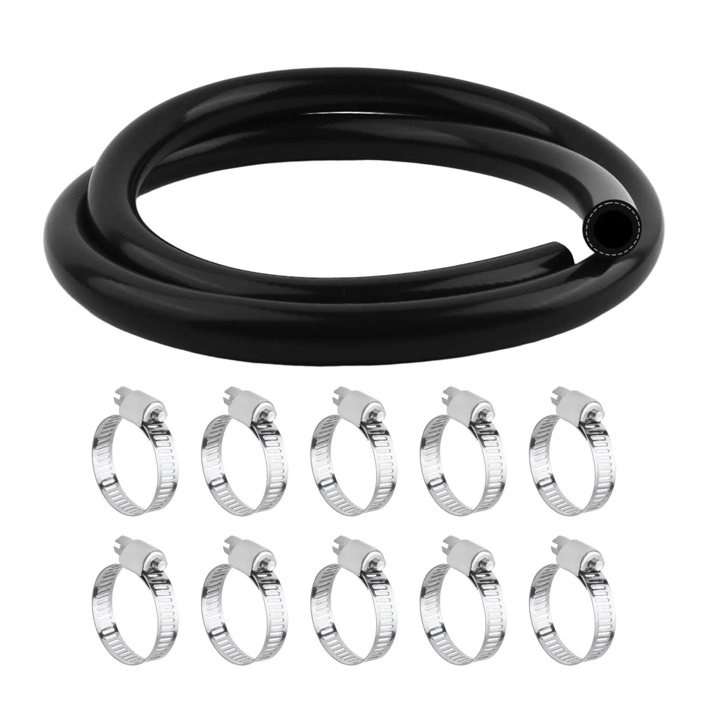Five Eighth Inch Silicone Heater Hose Kit With Ten Clamps, Straight Coolant Hose 16mm ID And 24mm OD For Water Air And Engine Coolant Transfer