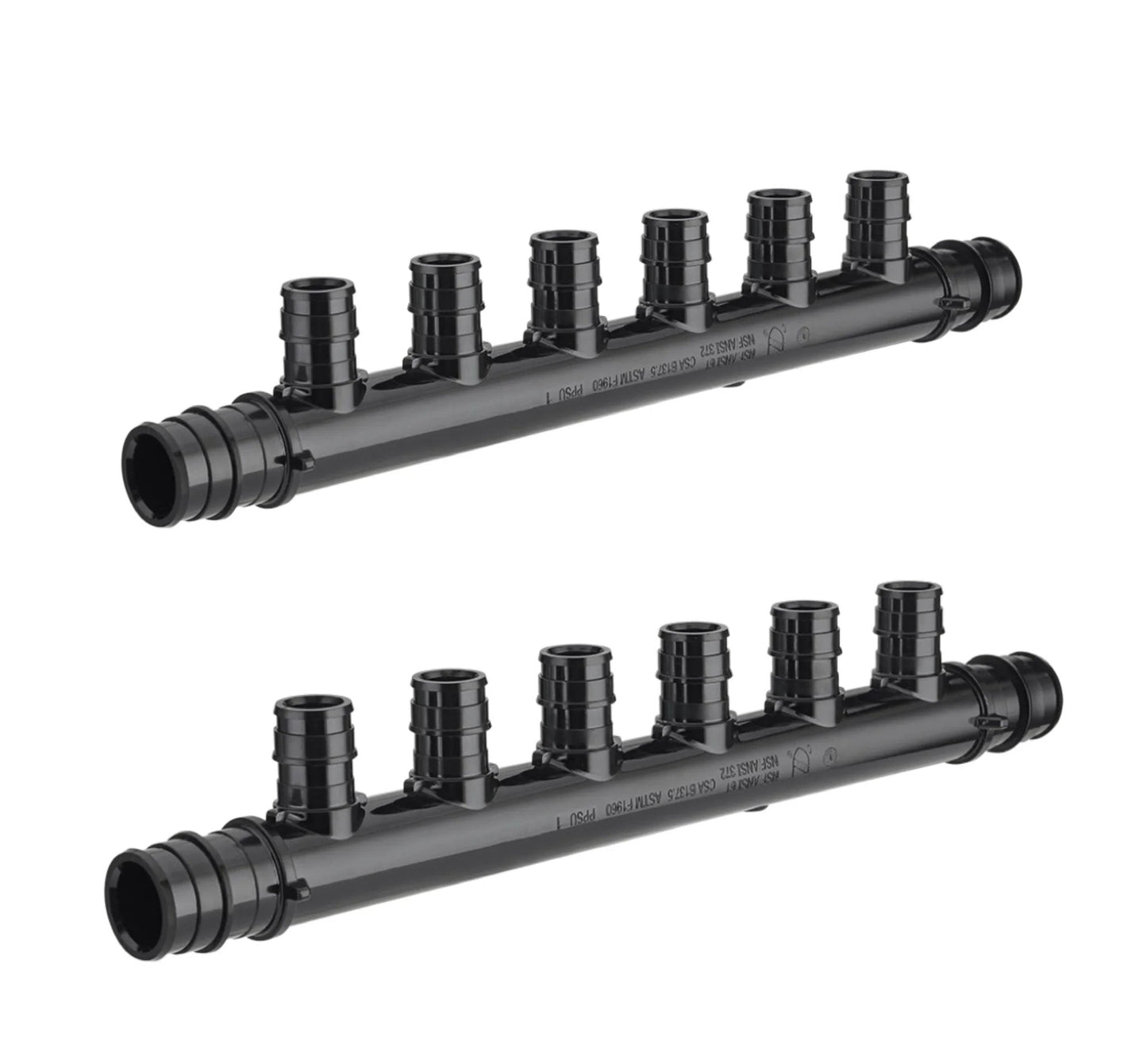 Pack Of 2 Open PEX A Expansion Manifolds With 6 Ports PPSU Poly Three Quarter Inch Trunk And One Half Inch Ports Lead Free ASTM F1960