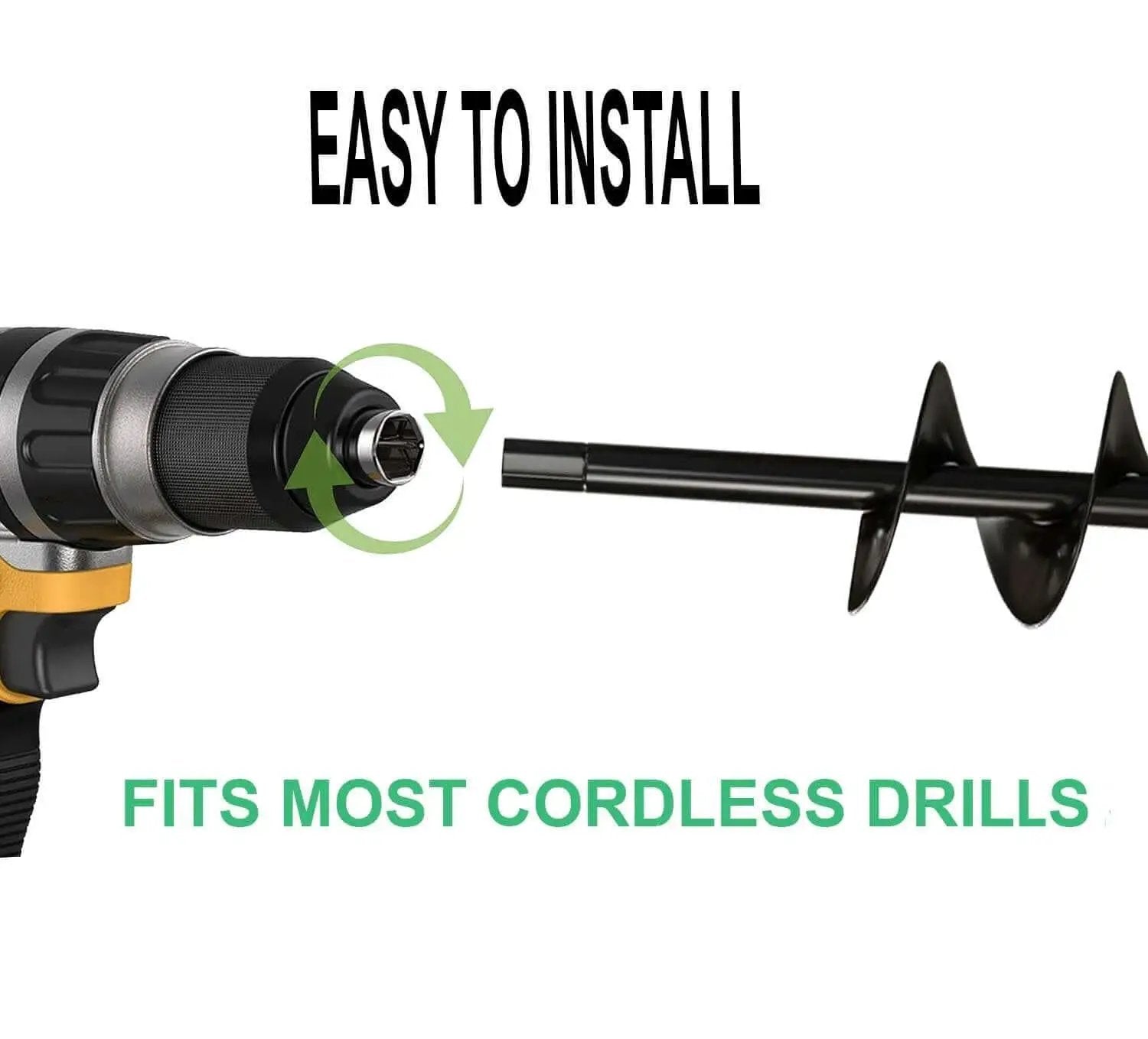 Auger Drill Bit Set for Planting Three Pack with Extension Three Eighths Inch Hex Drive Spiral Hole Planter installation