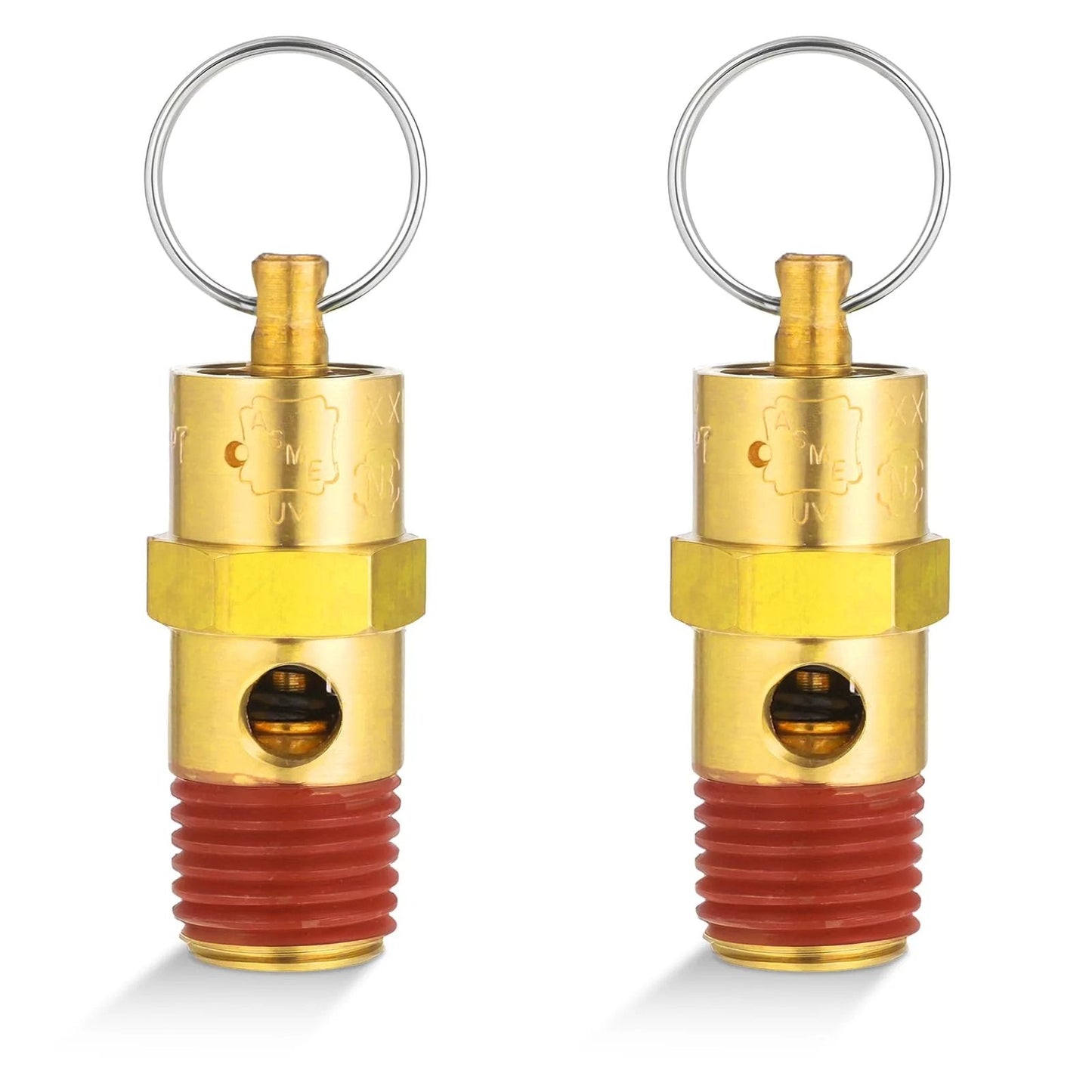 4 Pieces One Quarter Inch Male Air Compressor Pressure Relief Valve And Drain Release Valve NPT Brass Safety Check Valves Set Pressure 150 PSI For Daily Use Replacement And Maintenance Of Air Line Systems