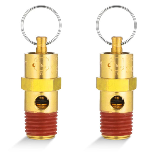 4 Pieces One Quarter Inch Male Air Compressor Pressure Relief Valve And Drain Release Valve NPT Brass Safety Check Valves Set Pressure 150 PSI For Daily Use Replacement And Maintenance Of Air Line Systems