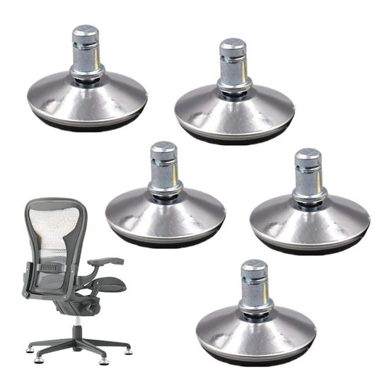 5 Pack Bell Glides for Office Chairs Replacement Feet Anti Slip Low Profile Fixed Stationary Supports for Wood Floors and Carpet Durable Stainless Steel and Plastic Construction for Stable, Quiet Movement