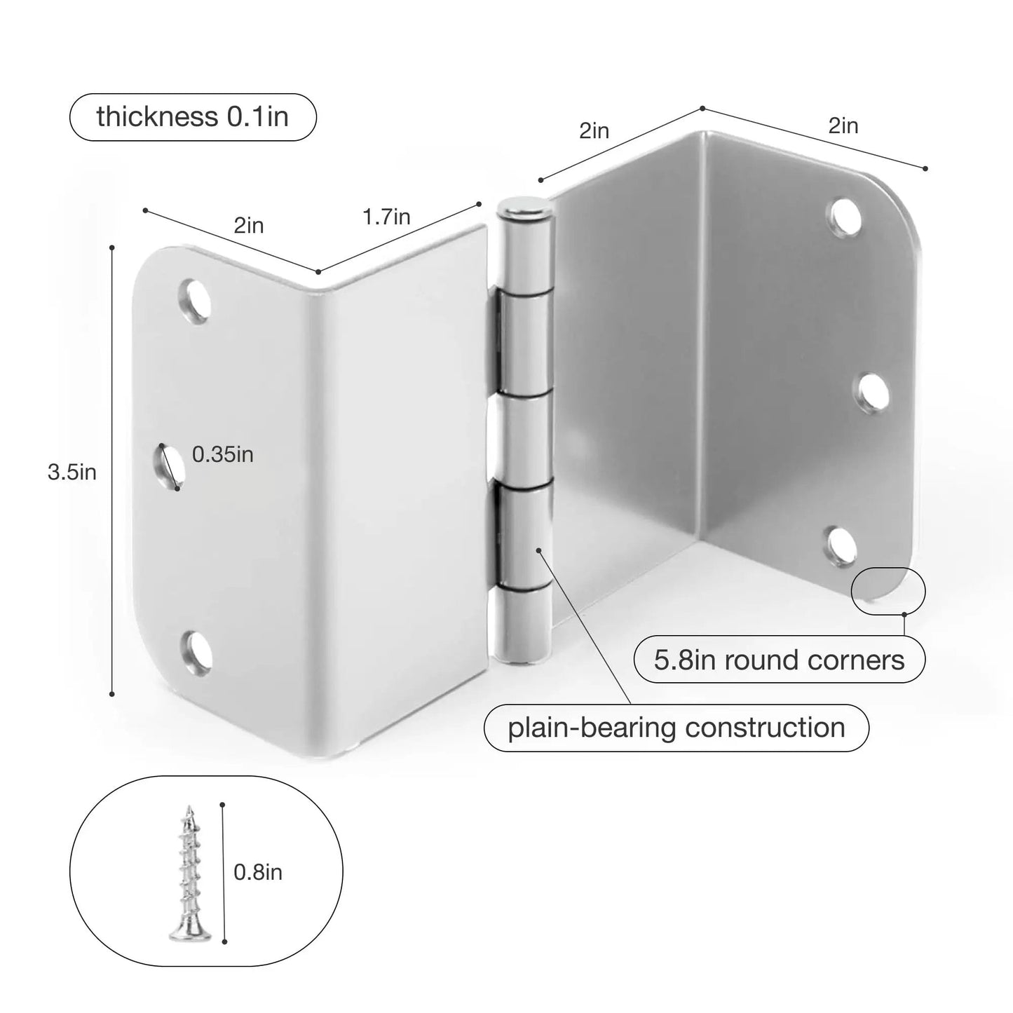Diagram of 3 Pack Offset Door Hinges Brushed Nickel 3.5 Inch 5/8 Inch Radius Swing Clear For Exterior And Interior Doors