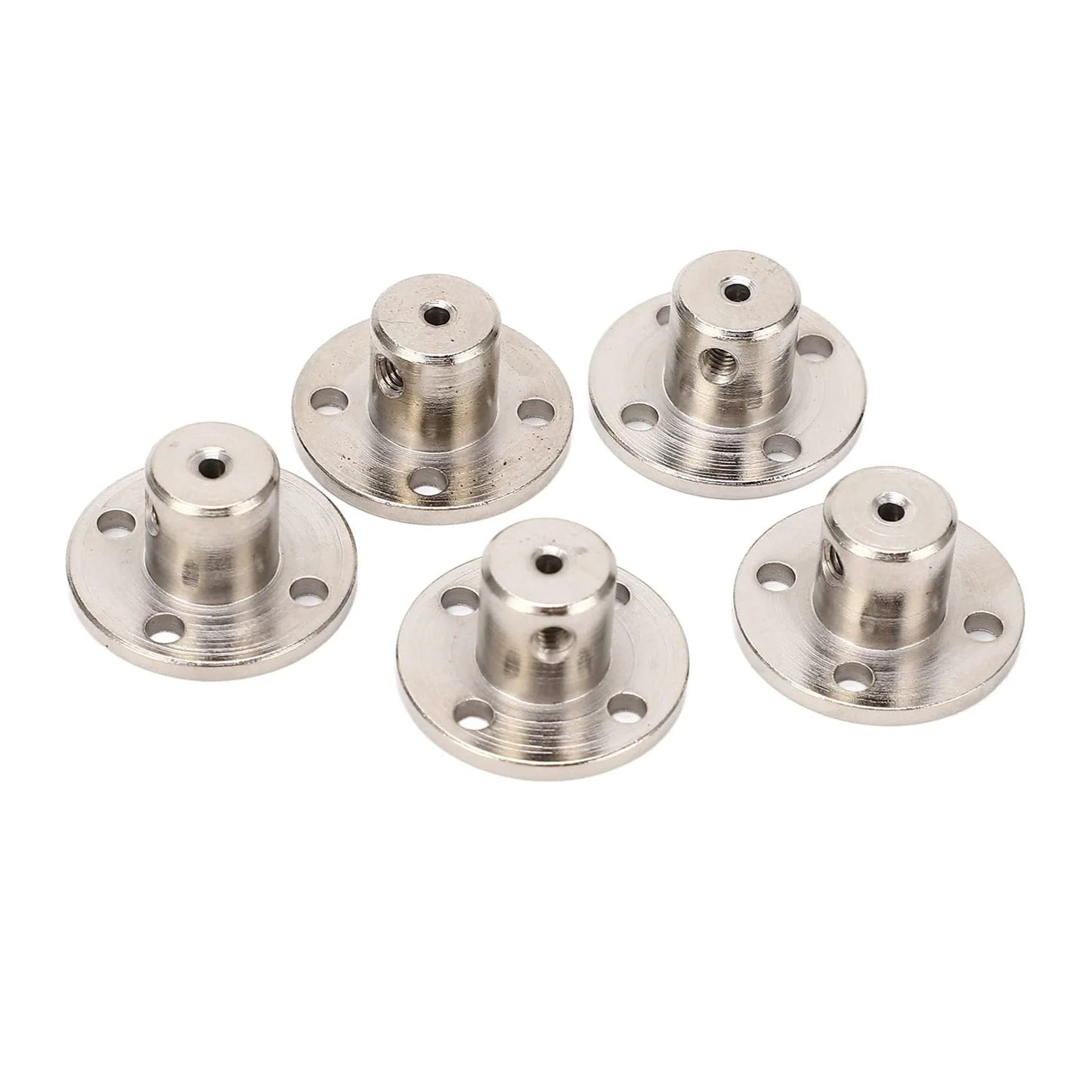 5 Pack 2mm Flange Coupling Connector for RC Model Motors and Hardware, Steel 45 Alloy High Hardness Shaft Couplers in Silver Finish, Durable Insulated Guide Shaft Fittings for DIY Projects