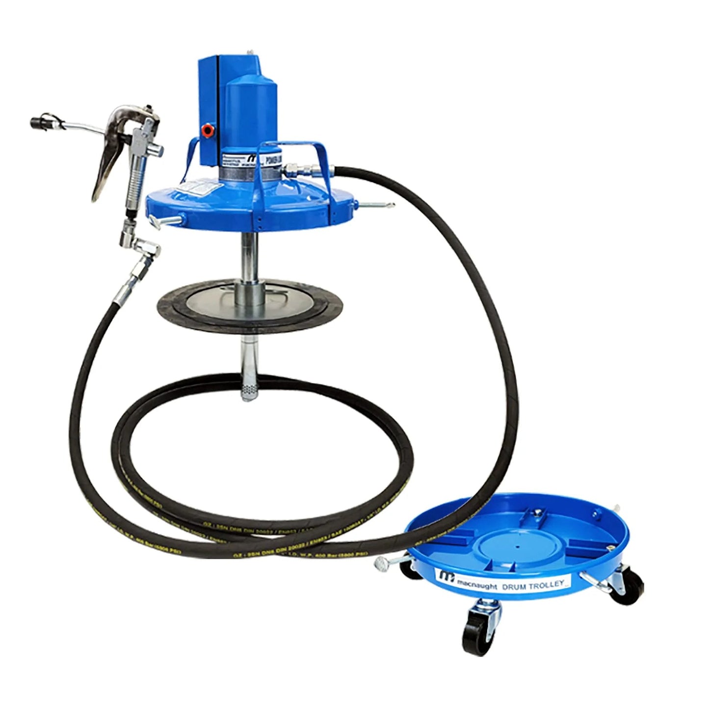 Legendary P3TR 50 To 1 Air Operated Grease Pump For 5 Gallon Buckets 35 Lb Including Booster Gun Hose And Trolley Low Air Consumption 3 CFM