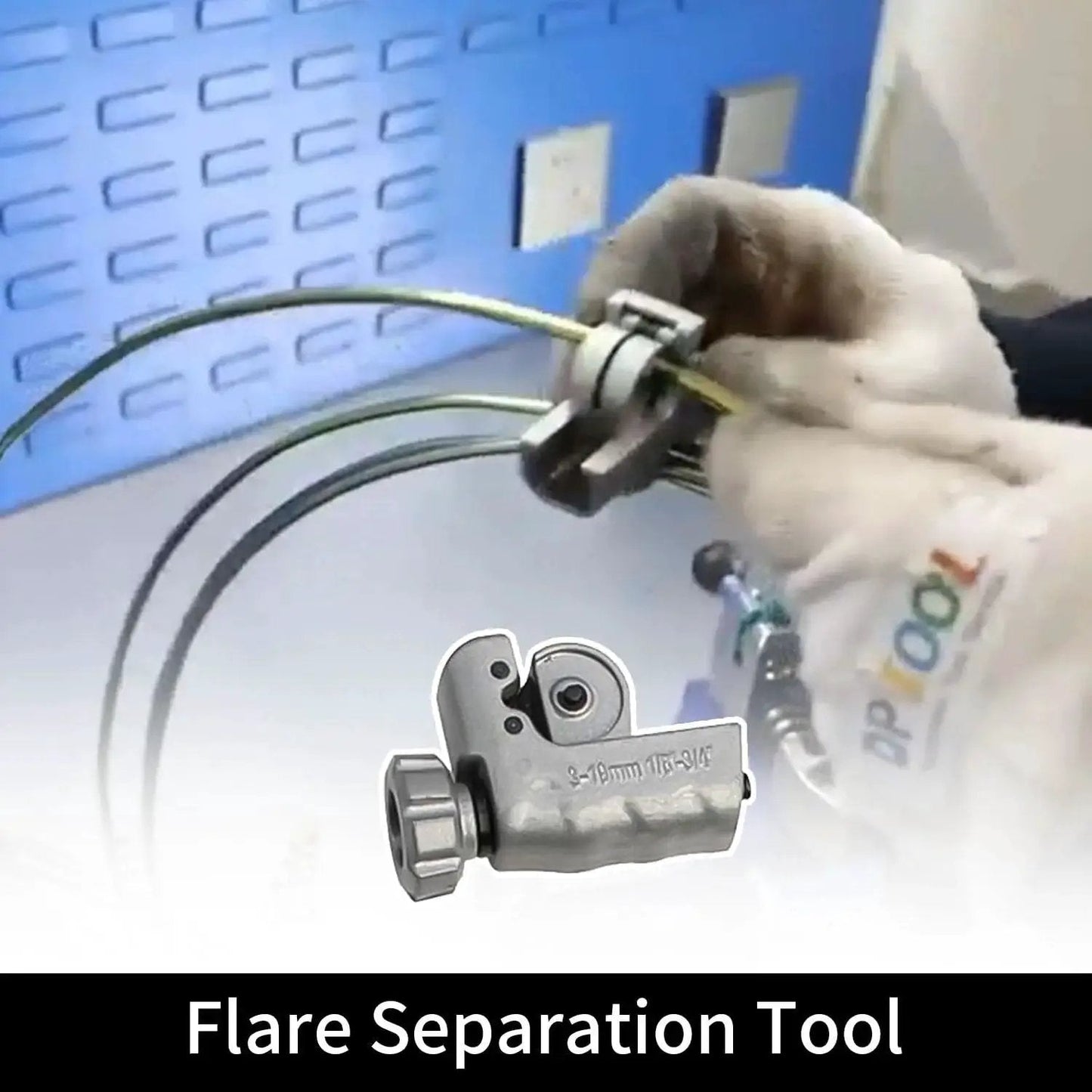 Mechanic using 45 Degree Brake Line Flare Tool Kit For 3/16 To 3/8 Inch Tubing to flare metal tubes in a workshop setting