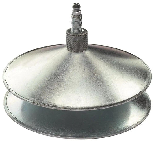 Steel Bearing Packer For Wheel Bearings With Threaded Center Post And Positive Locking, shown in side view, with rugged steel build.
