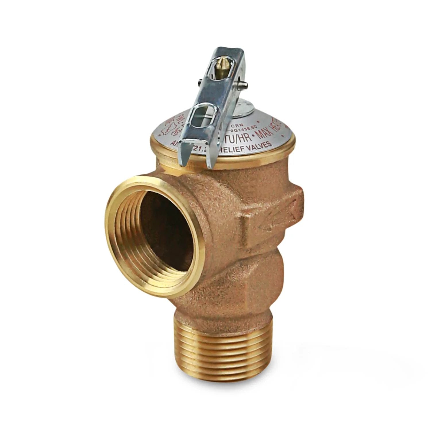 Pressure Relief Valve For Tankless Water Heater Heavy Duty Forged Brass Three Quarter Inch FIP To MIP Lead Free Dezincification Resistant