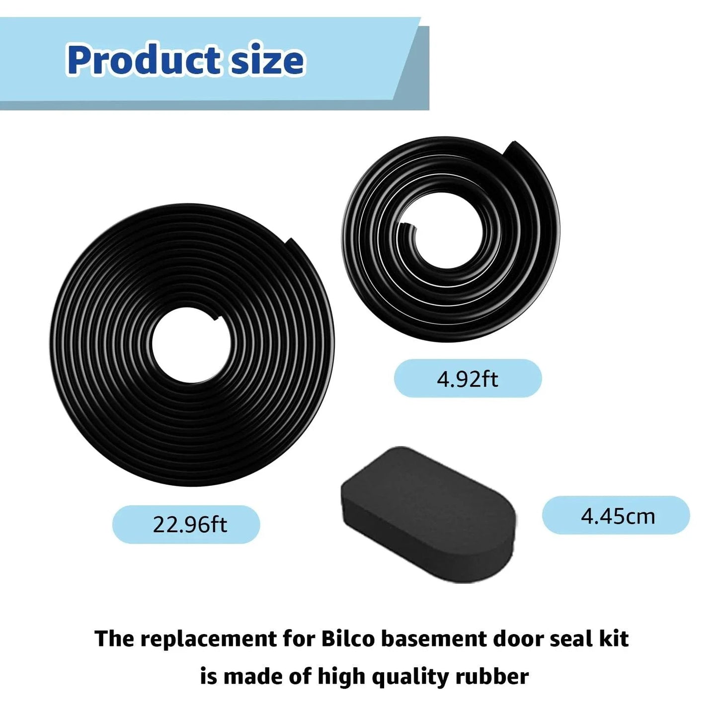 Easy Install Basement Door Seal Kit Replacement For Bilco Systems With U Shaped Gasket Bulb Trim Gasket And Cap Seal Pads shown as rubber rolls and pad