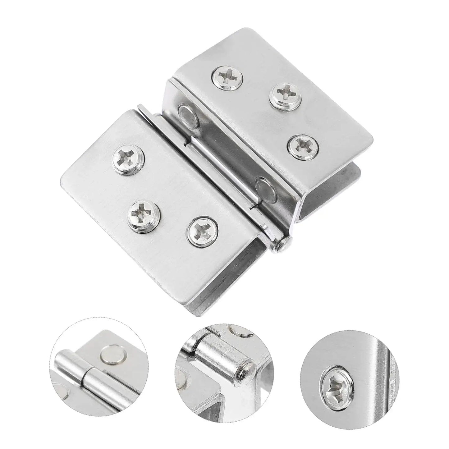 Double Side Glass Door Hinges Set In Stainless Steel For Wine Cabinets Beefy Heavy Duty High Load Bearing Capacity Precision Crafted