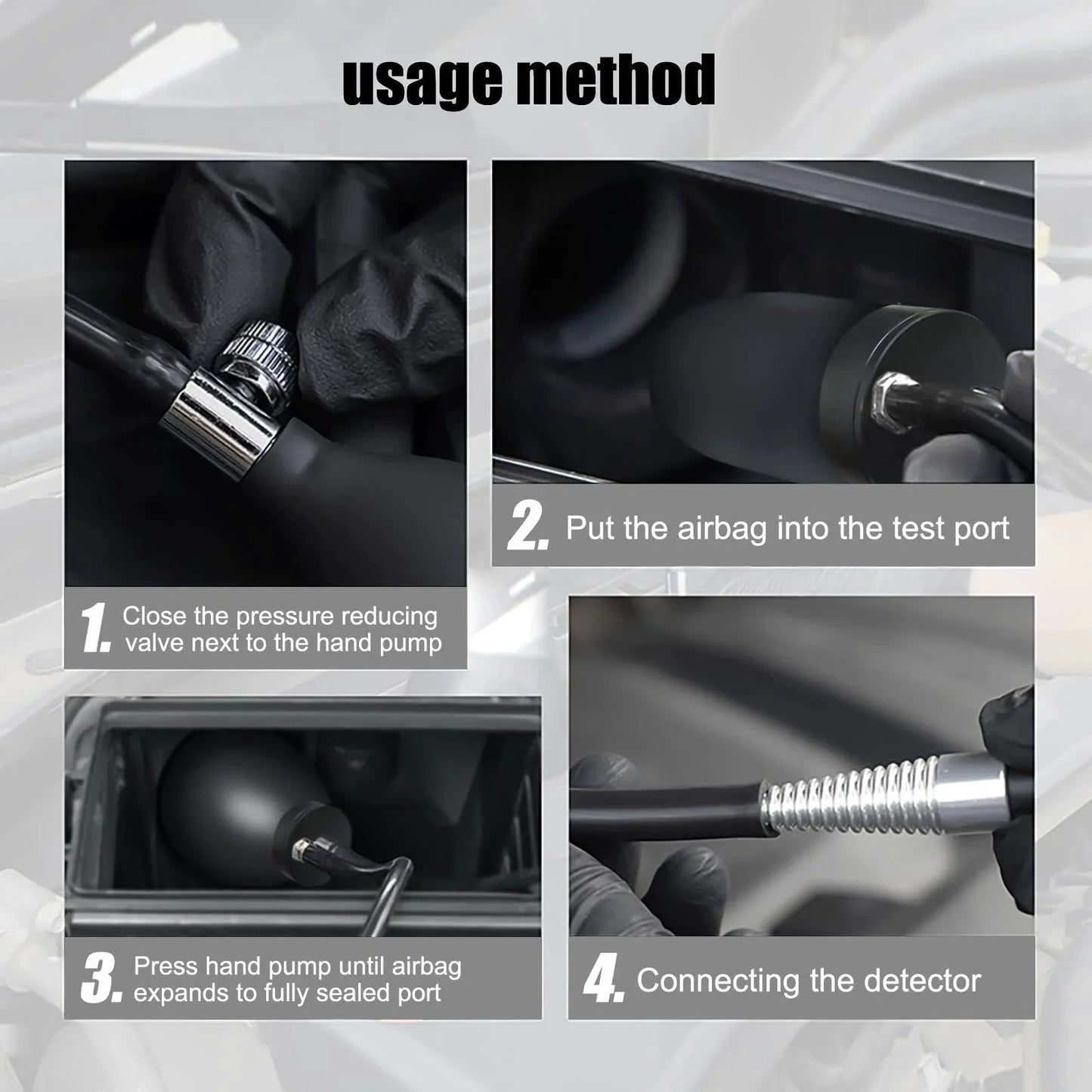 Step-by-step usage of Universal Quick Intake Adapter From OBDMONSTER With Heavy Duty Sealed Expandable Bladder For Auto Air Intake And Exhaust Leak Testing