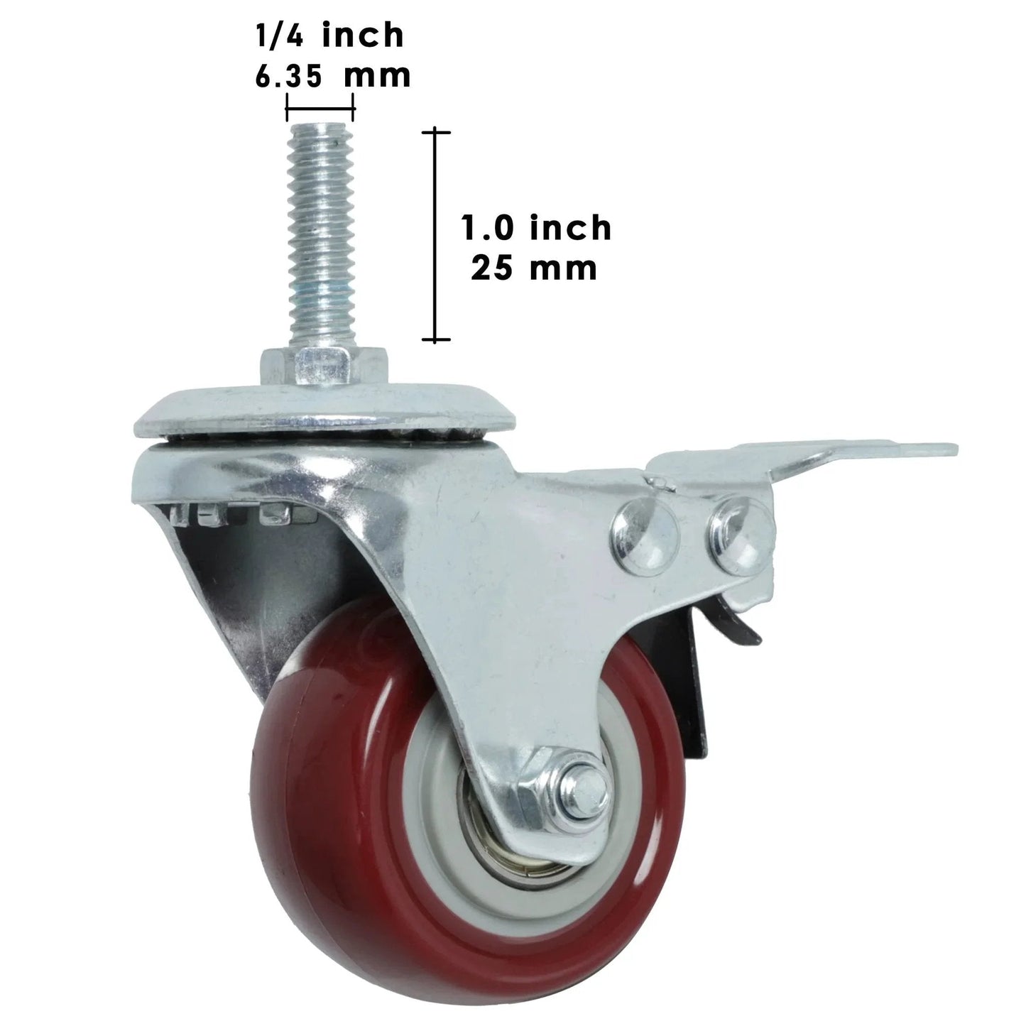 Heavy Duty Swivel Caster Wheels Set Of 4 2 Inch Diameter With Brakes For Wire Shelves And Workbenches Total Load Capacity 800 Lbs