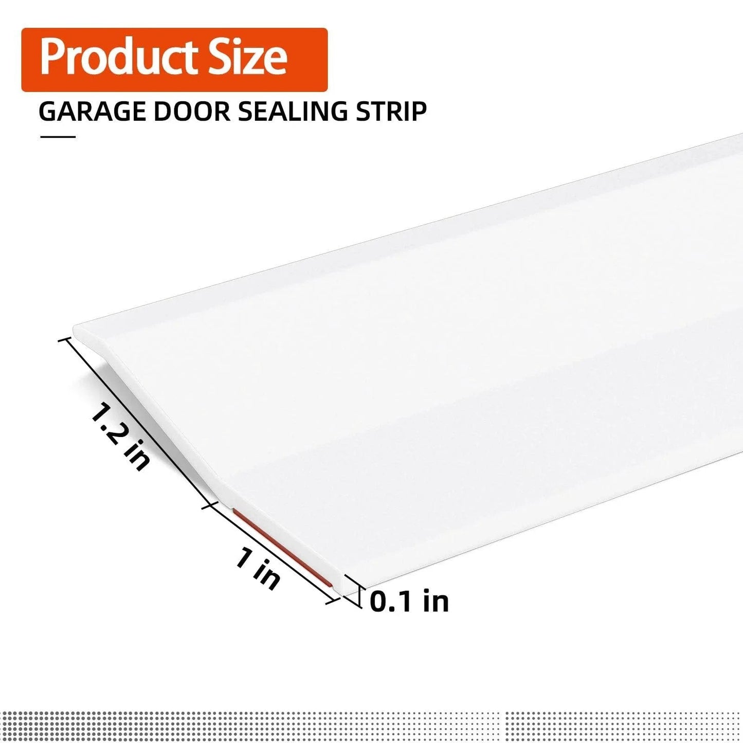 Universal 40 Ft TPE Garage Door Seal Top And Sides For Weatherproofing, heavy duty white strip with measurements
