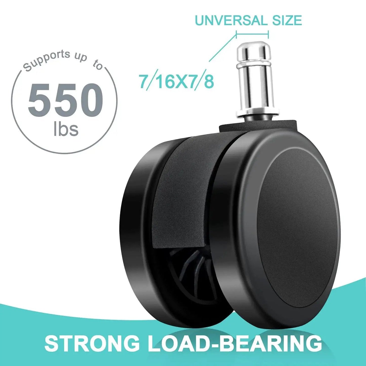 Replacement Office Chair Wheels Set, Smooth Gliding Caster Wheels For Hardwood Floors, Quiet Rolling Chair Casters close-up