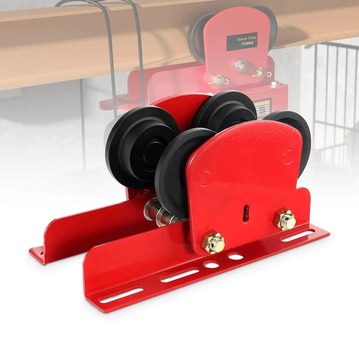 Electric Hoist Manual Trolley 1 Ton Heavy Duty I Beam Overhead Trolley with Dual Wheels, Push Geared Design, Adjustable Flange