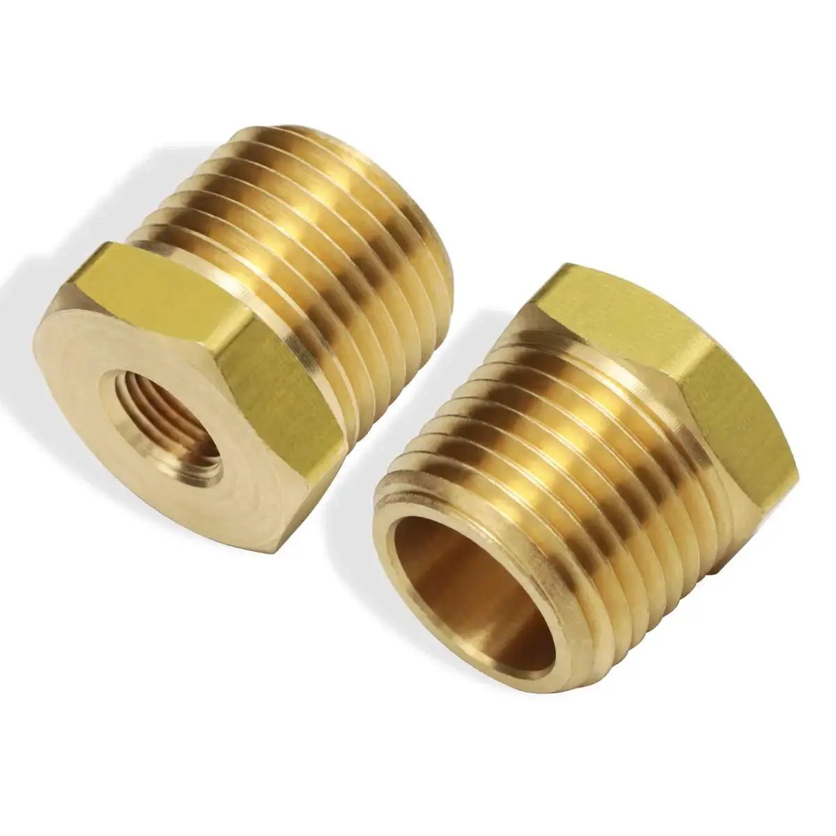 One Half Inch NPT Male To One Eighth Inch NPT Female Reducing Brass Pipe Fitting With Hex Head Bushing Adapter Pack Of Two Boeray