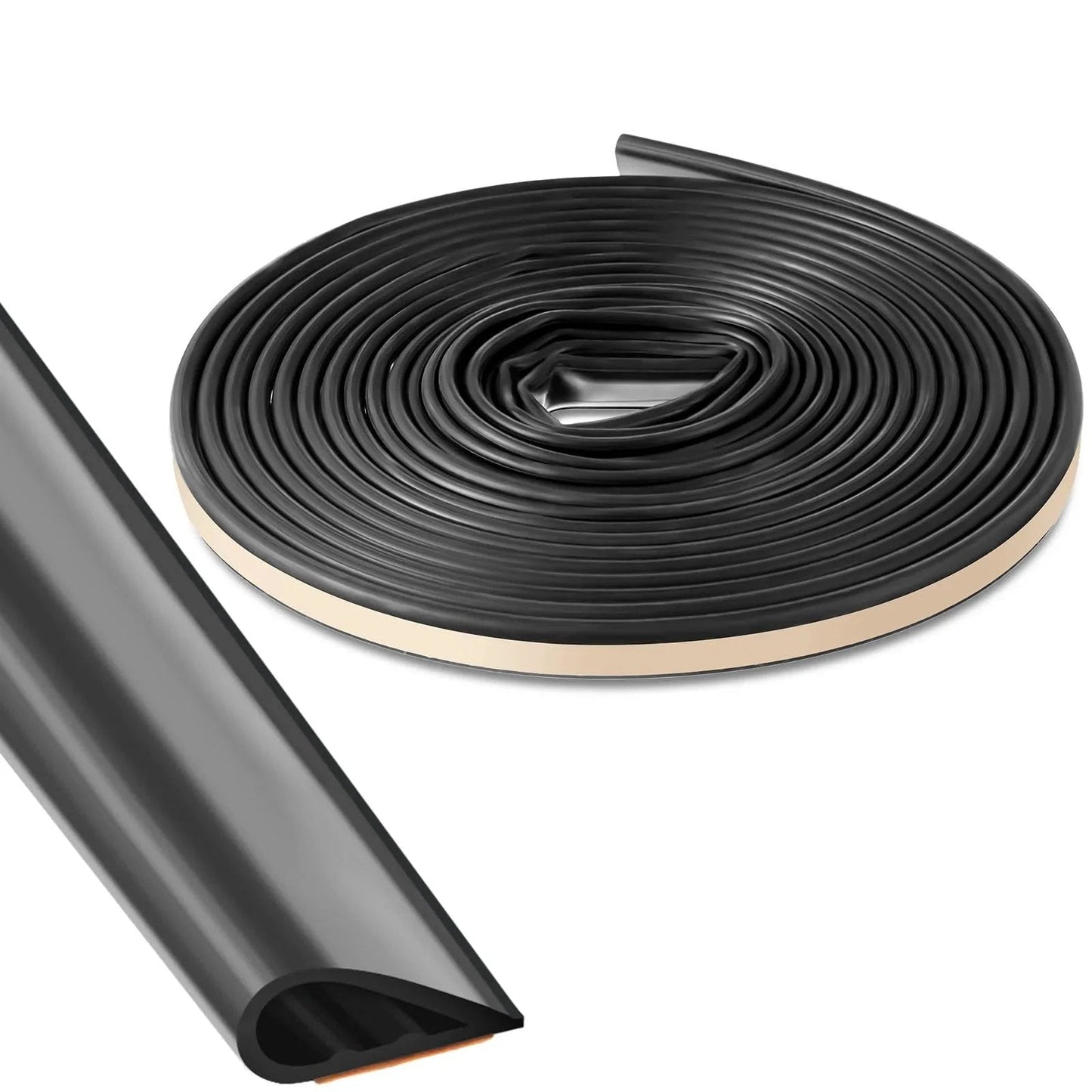 Adhesive Fire and Smoke Gasket Seal for Doors and Windows, Flexible Silicone Rubber Weather Stripping, 0.5in x 0.25in, 20ft Roll, Black