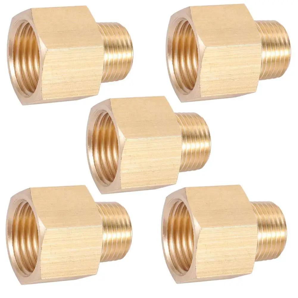 Brass Pipe Fitting Three Eighths Inch NPT Male To One Half Inch NPT Female Hex Head Bushing Adapter For Converting Pipe Ends