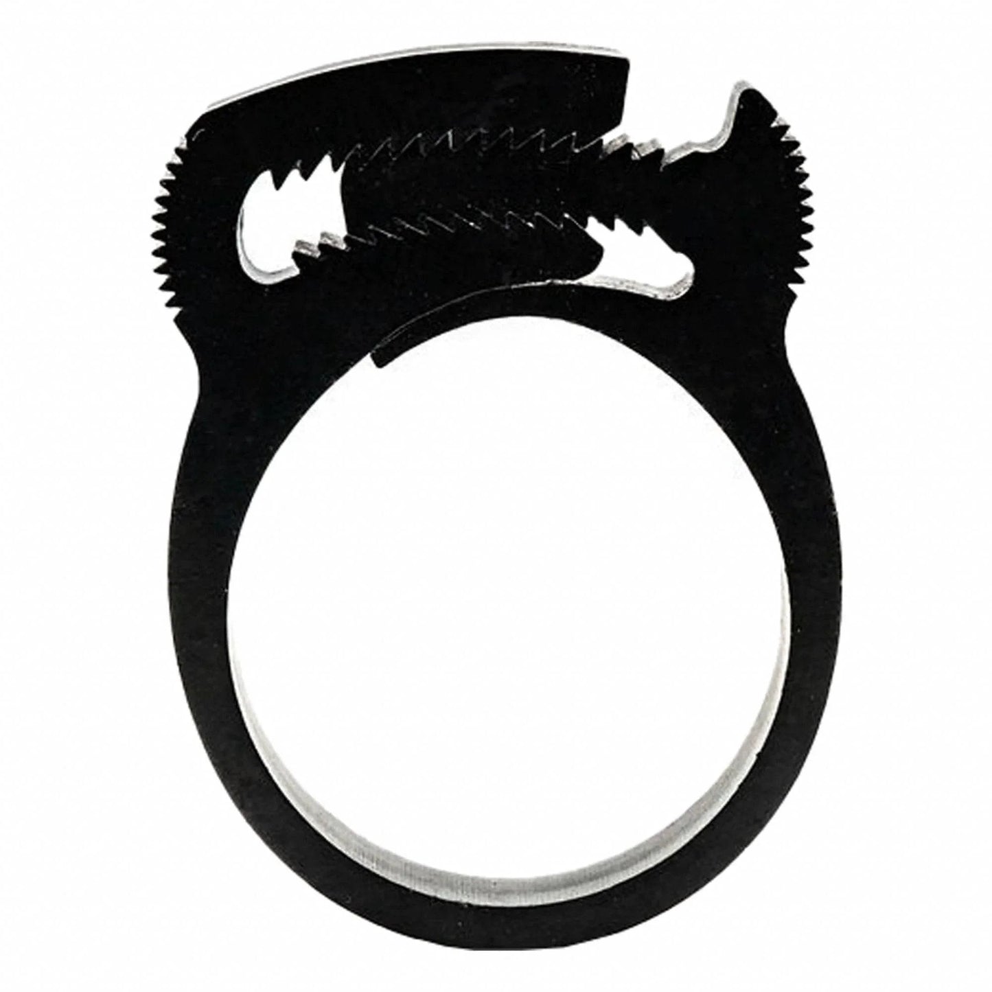Double Grip Nylon Plastic Hose Clamp Black Double Tooth 1.82 To 1.98 Inch Clamping Diameter HC U PA66 BK 802NK8 High Strength Snap On Hose Clip For Automotive Marine Machinery And Industrial Use.