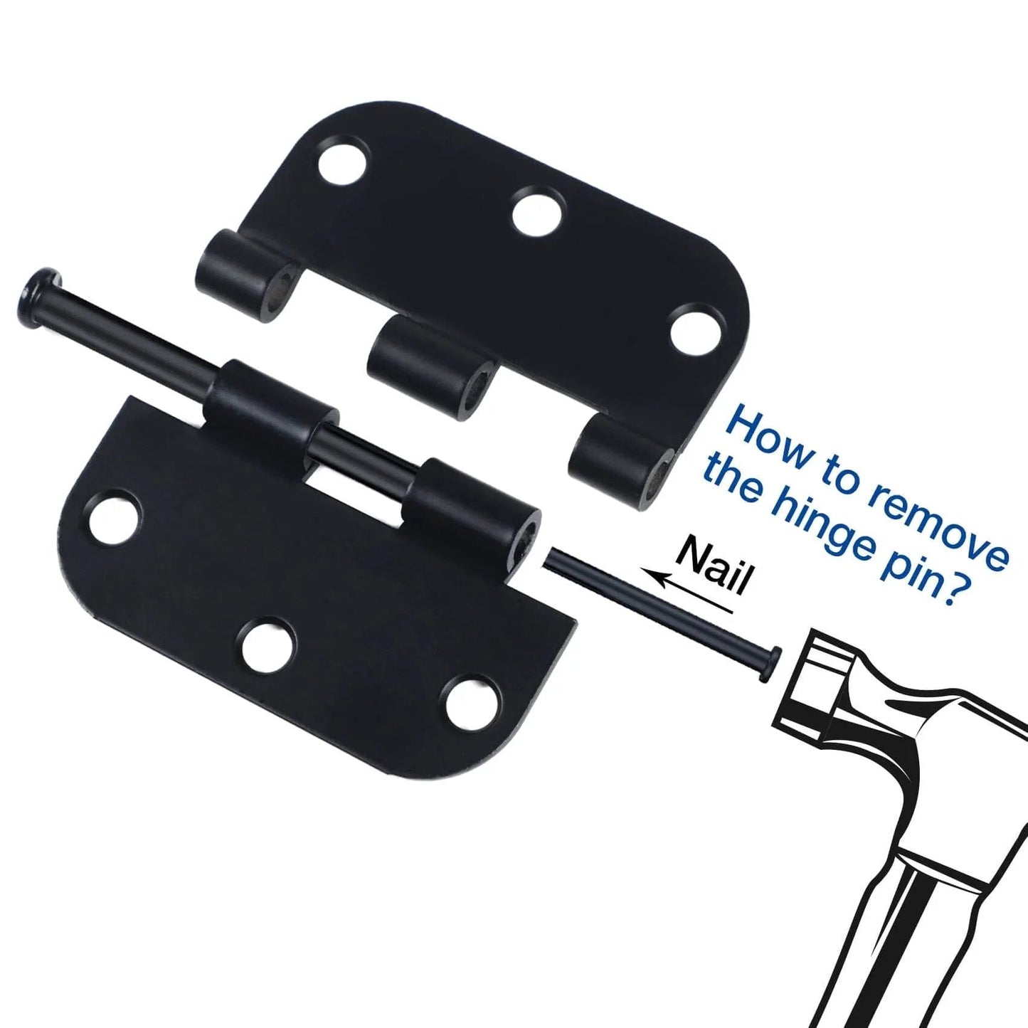 How to remove pin from Six Pack Three Inch Matte Black Interior Door Hinges With Rounded Edges Five Eighth Inch Radius, Heavy Duty