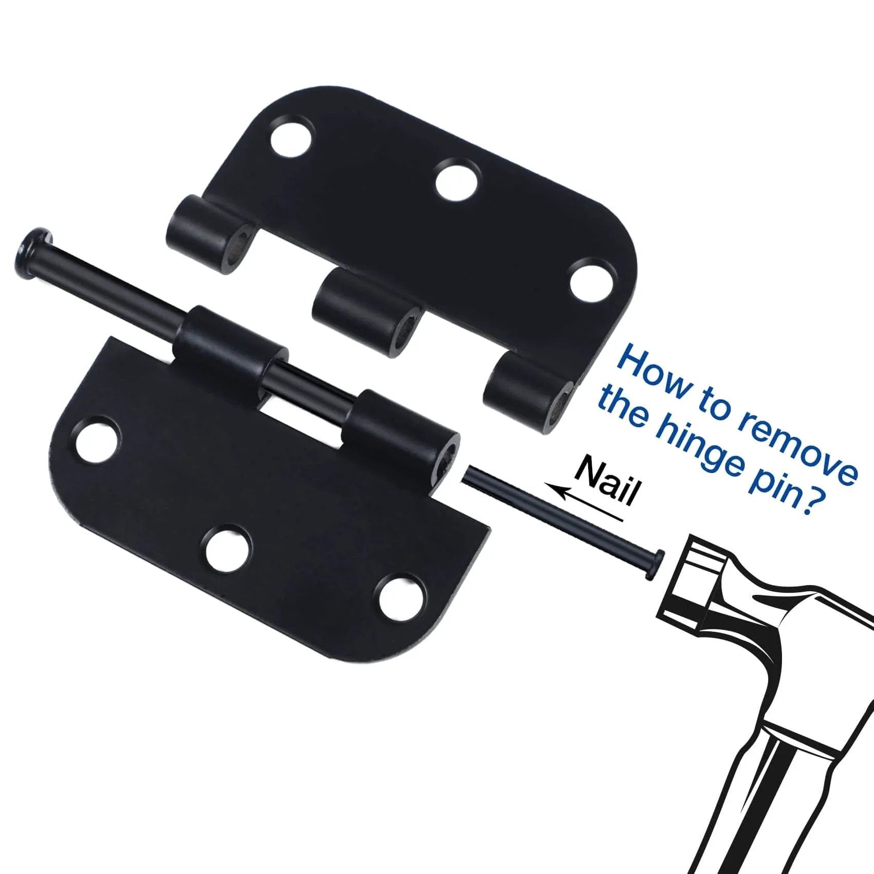 How to remove pin from Six Pack Three Inch Matte Black Interior Door Hinges With Rounded Edges Five Eighth Inch Radius, Heavy Duty