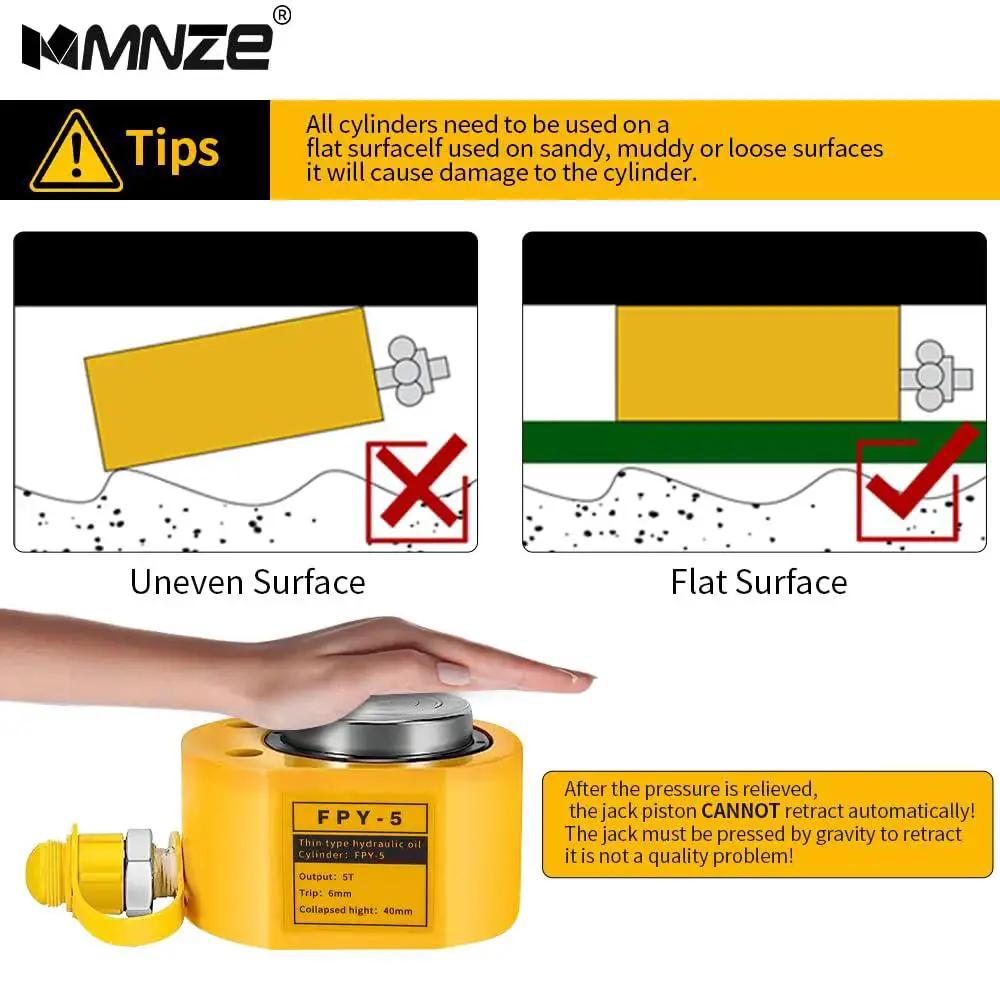 Diagram showing correct use of 5 Ton Hydraulic Cylinder Jack 6mm Stroke Portable Porta Power Single Acting on flat surface