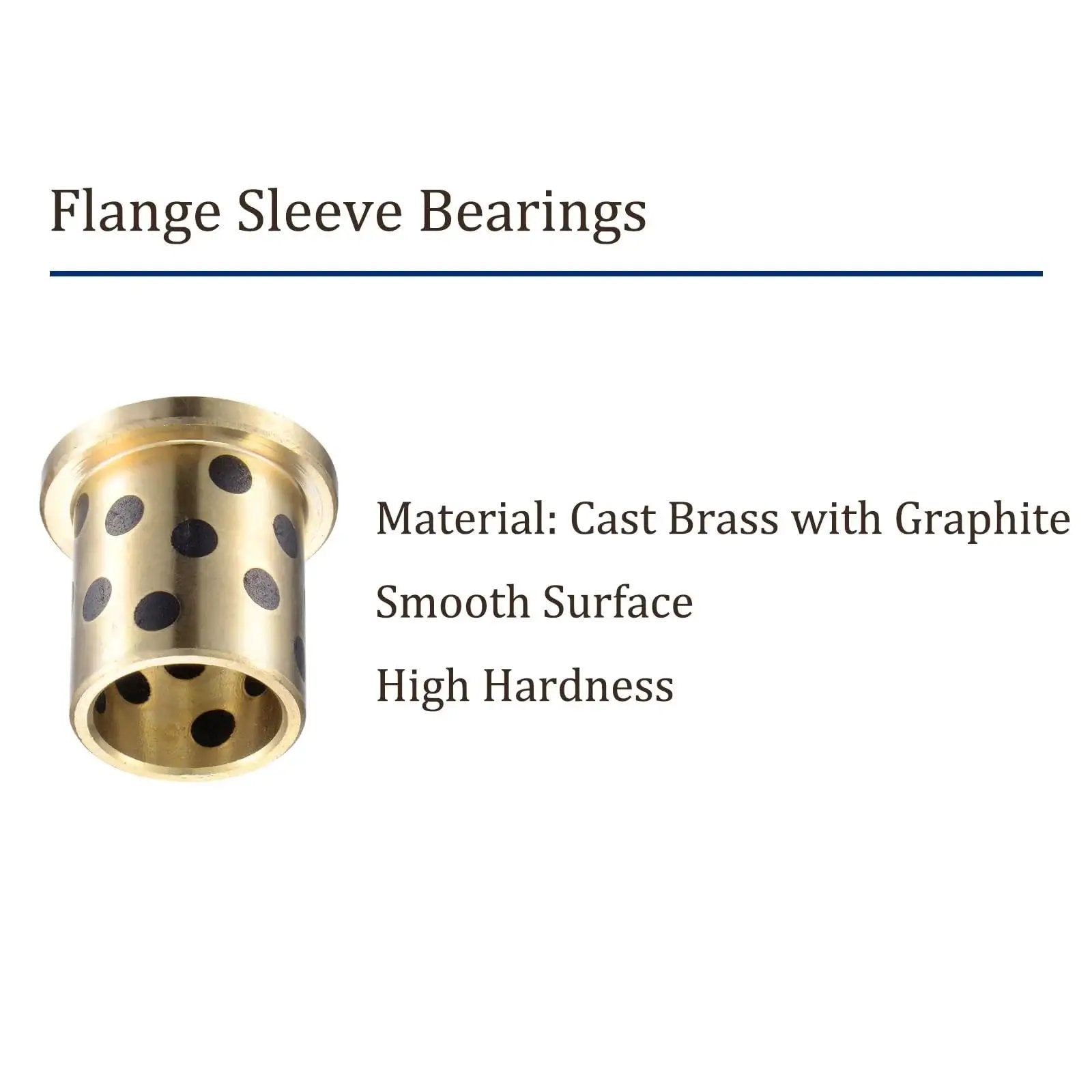 Two Pack Flange Sleeve Bearings Self Lubricating Brass Bushings 16Mm By 20Mm By 25Mm With 26Mm Flange Diameter And 3Mm Flange Thickness
