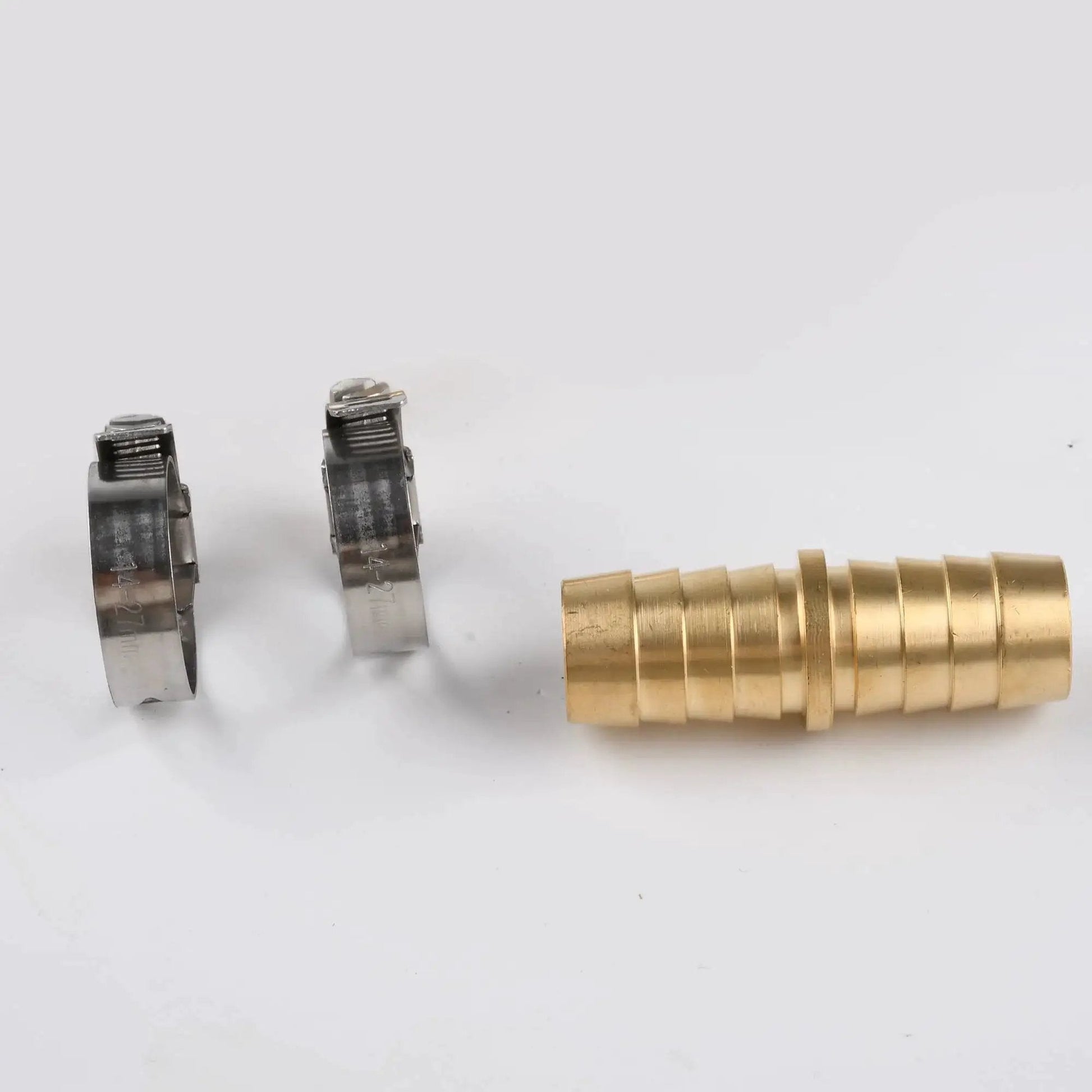 Brass Hose Joiner Repair Kit For Outdoor Use Five Eighths Inch Hose Mender With Stainless Steel Clamps Leak Resistant Barbed Coupler
